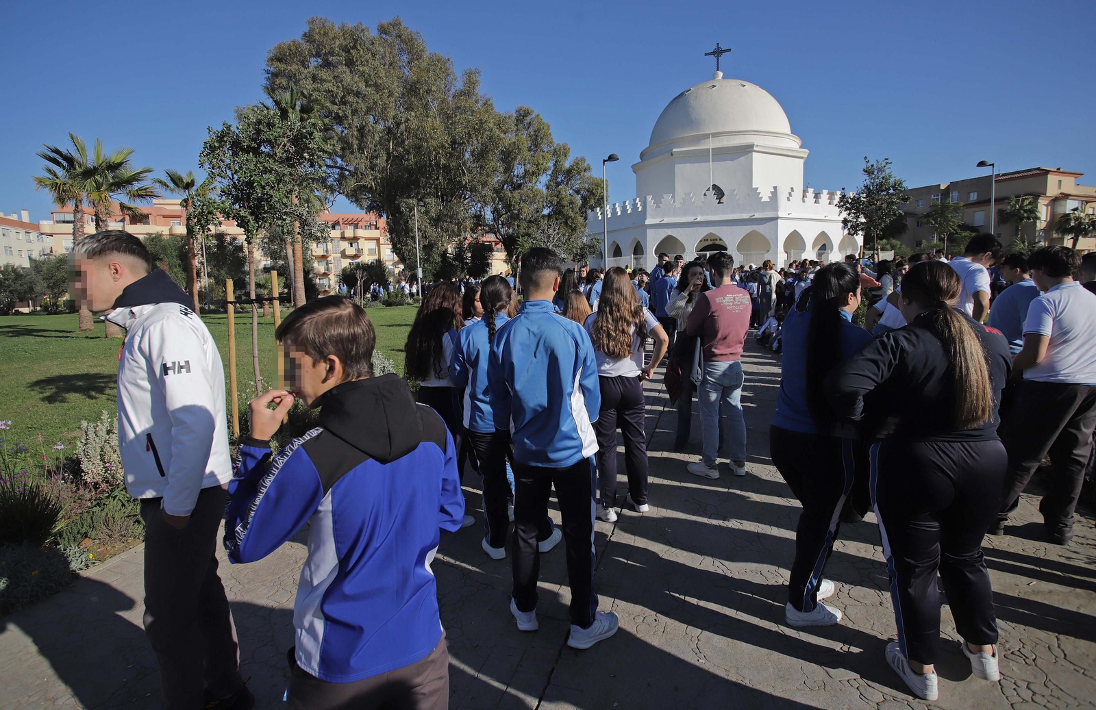 Fotos del simulacro de tsunami en el colegio Nuestra Señora de los Milagros en Algeciras