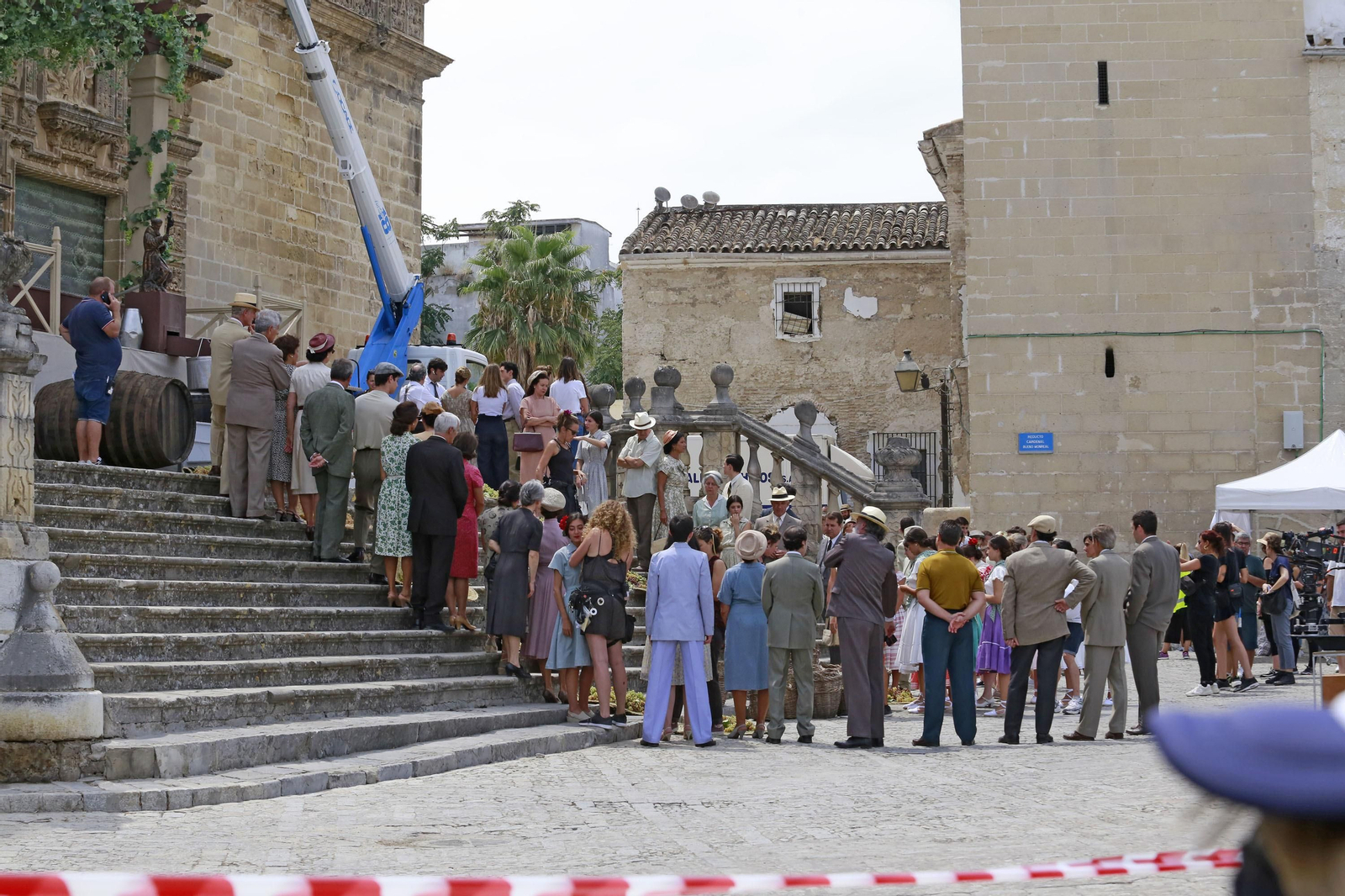 Imágenes de parte del rodaje este lunes en la Catedral de Jerez