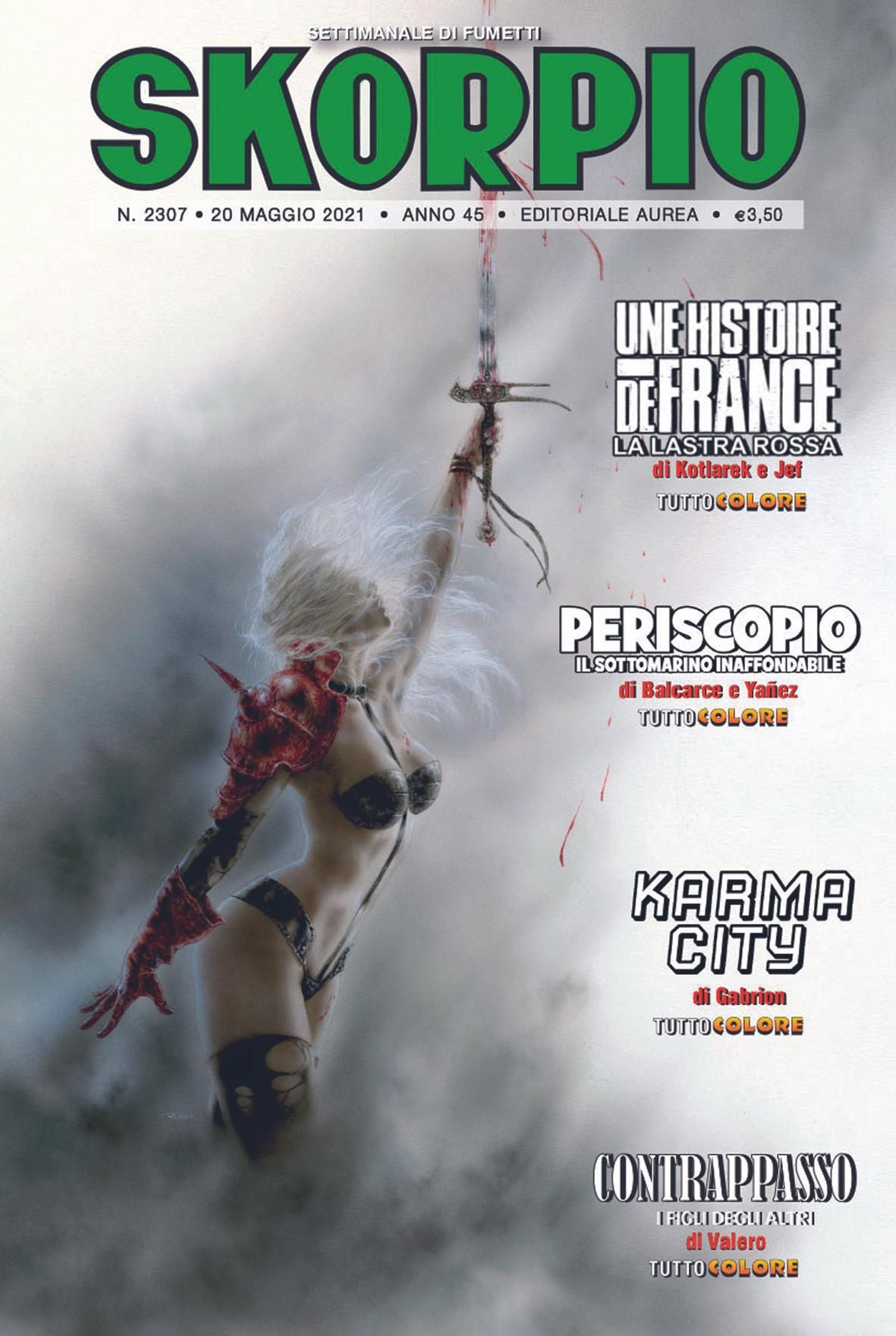 Portada de Skorpio, la revista italiana donde se editó por entregas Periscopio.