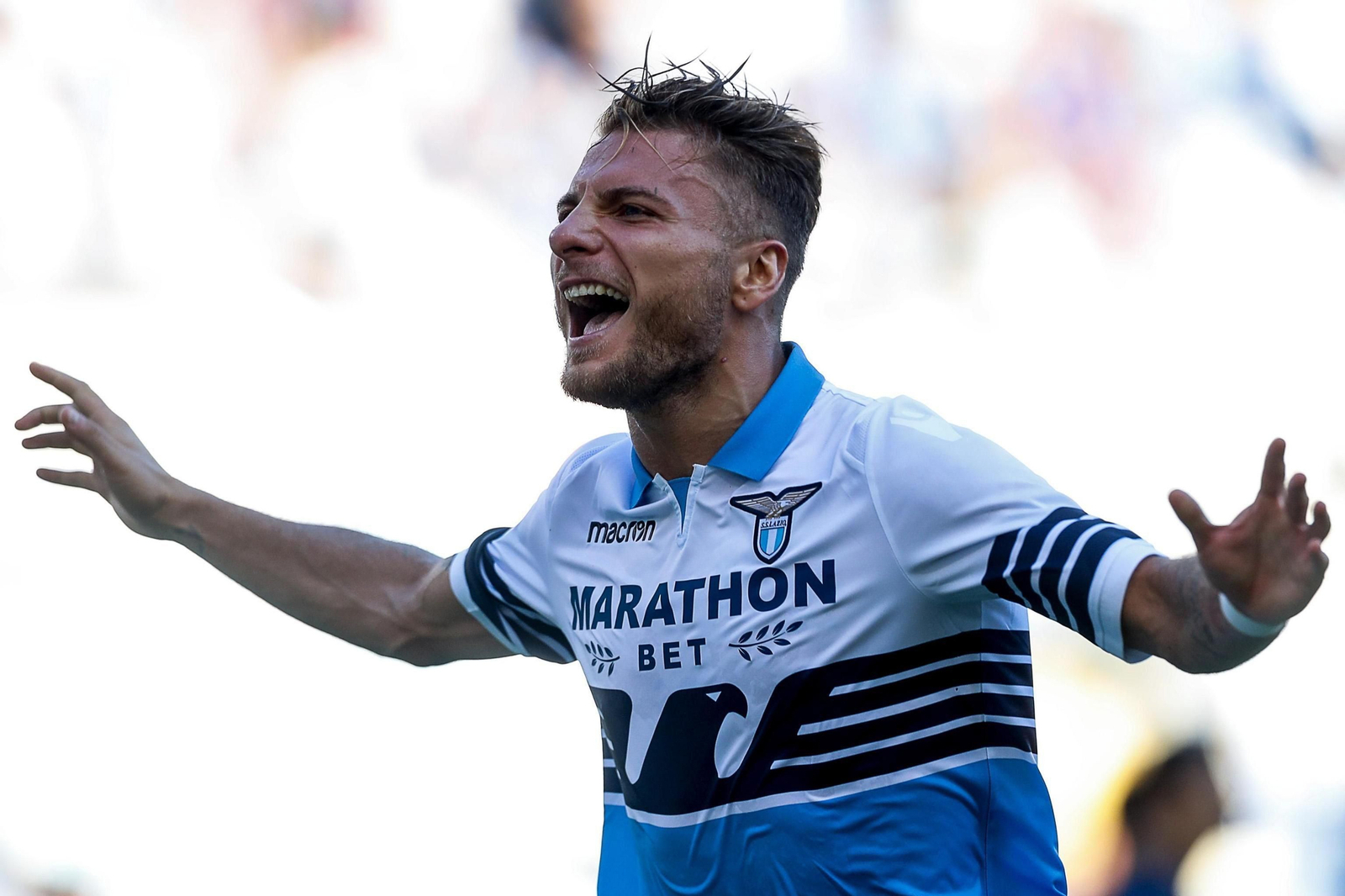 Immobile celebra un gol en el Estadio Olímpico de Roma.