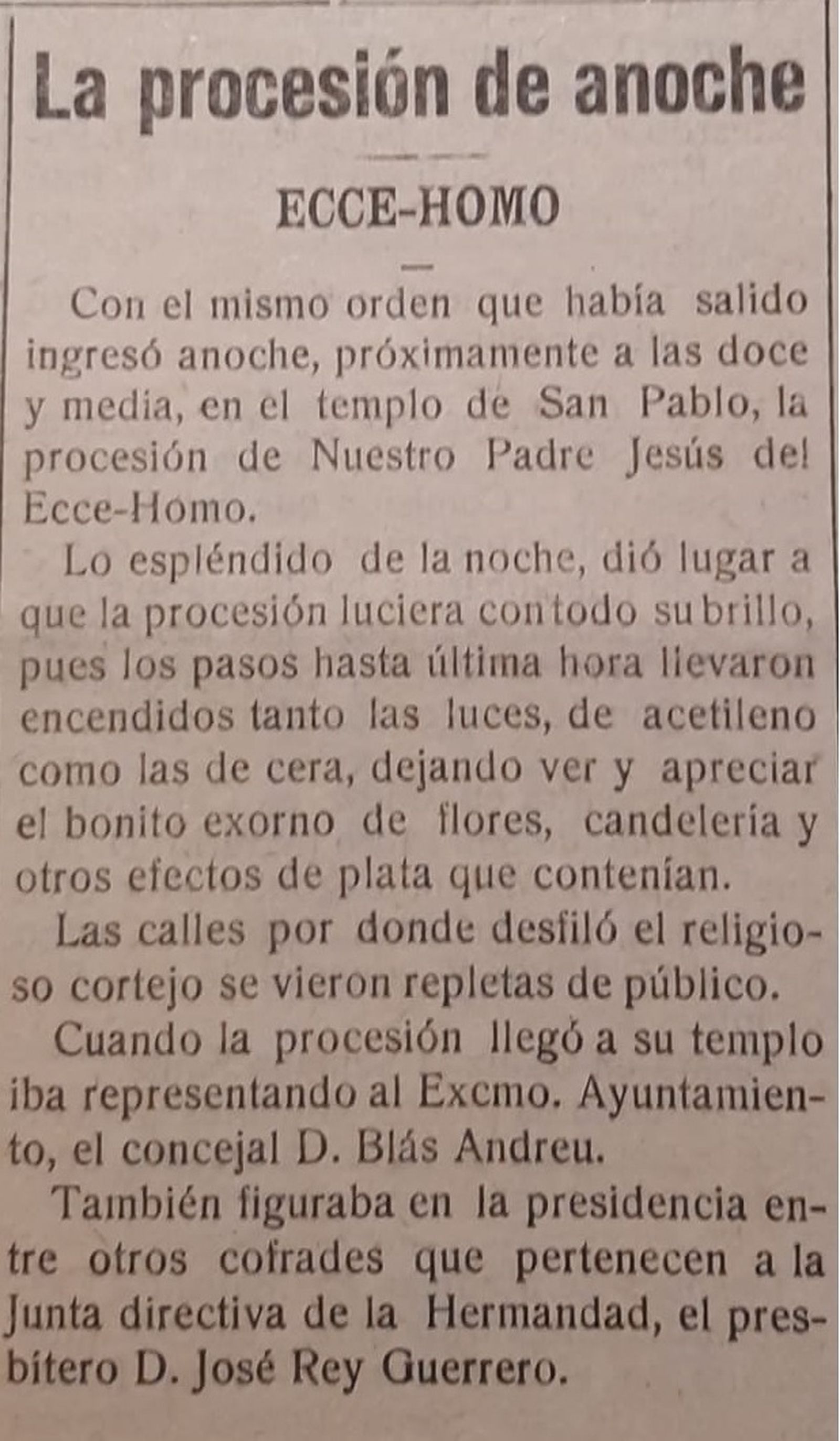 Procesion del Ecce-Homo en 1921