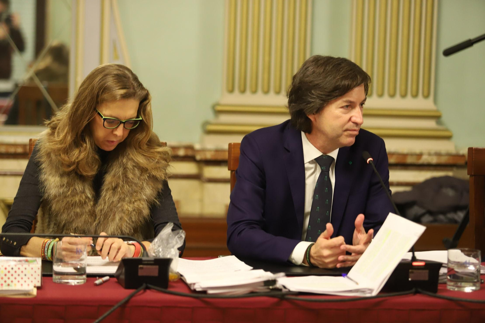 Los ediles del Grupo Municipal de Vox, en el pleno de ayer.