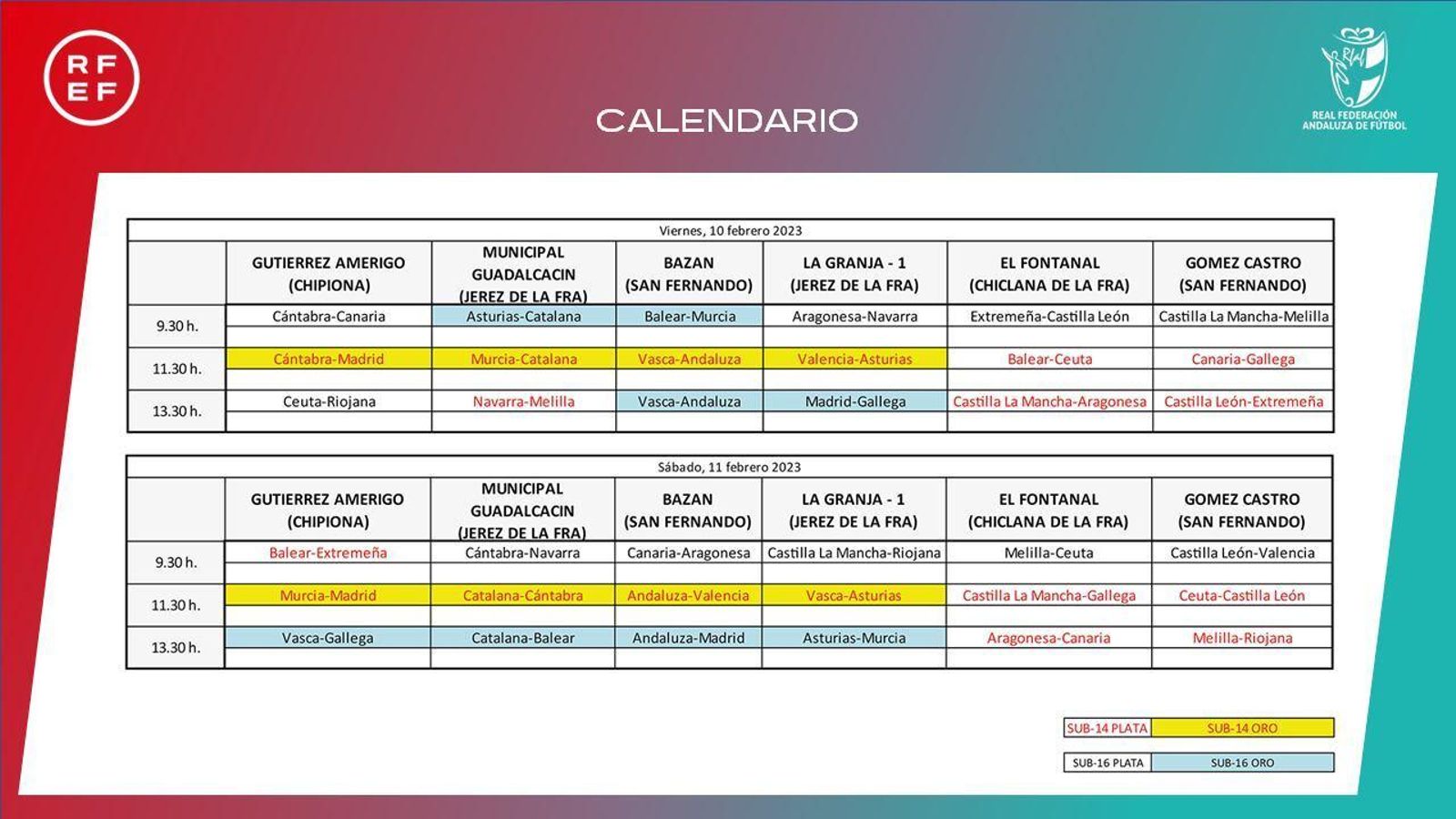 Calendario viernes 10