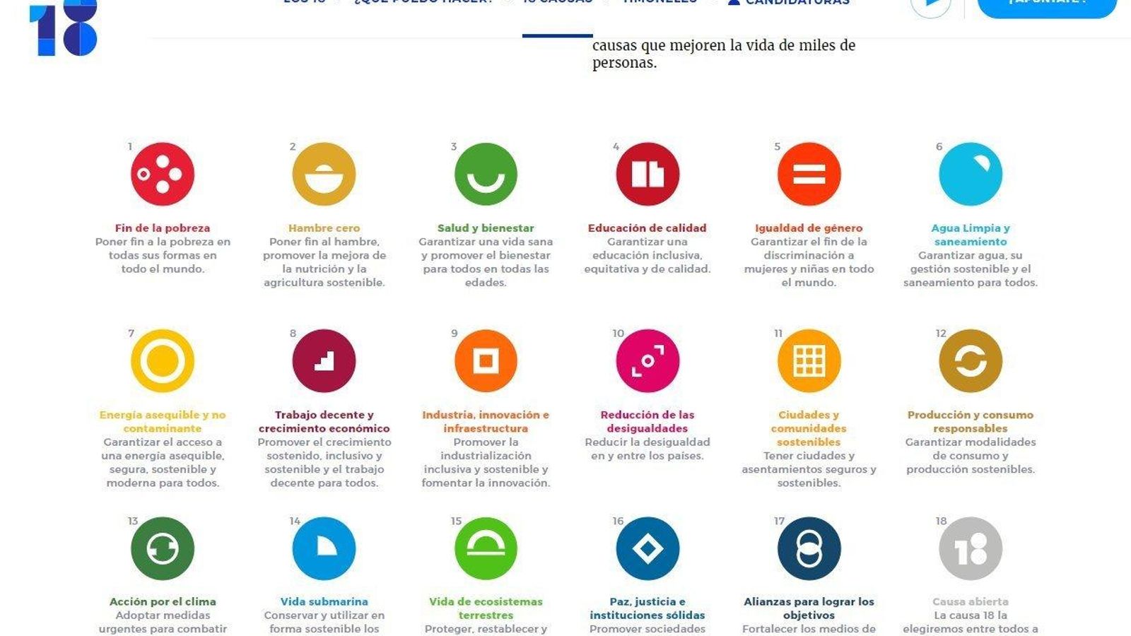 Las 18 causas pueden consultarse en la web y colaborar con ellas.