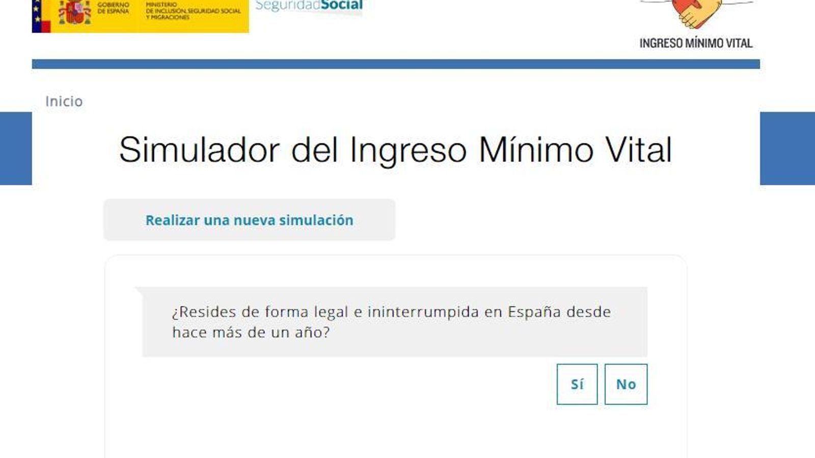 El simulador del Ingreso Mínimo Vital