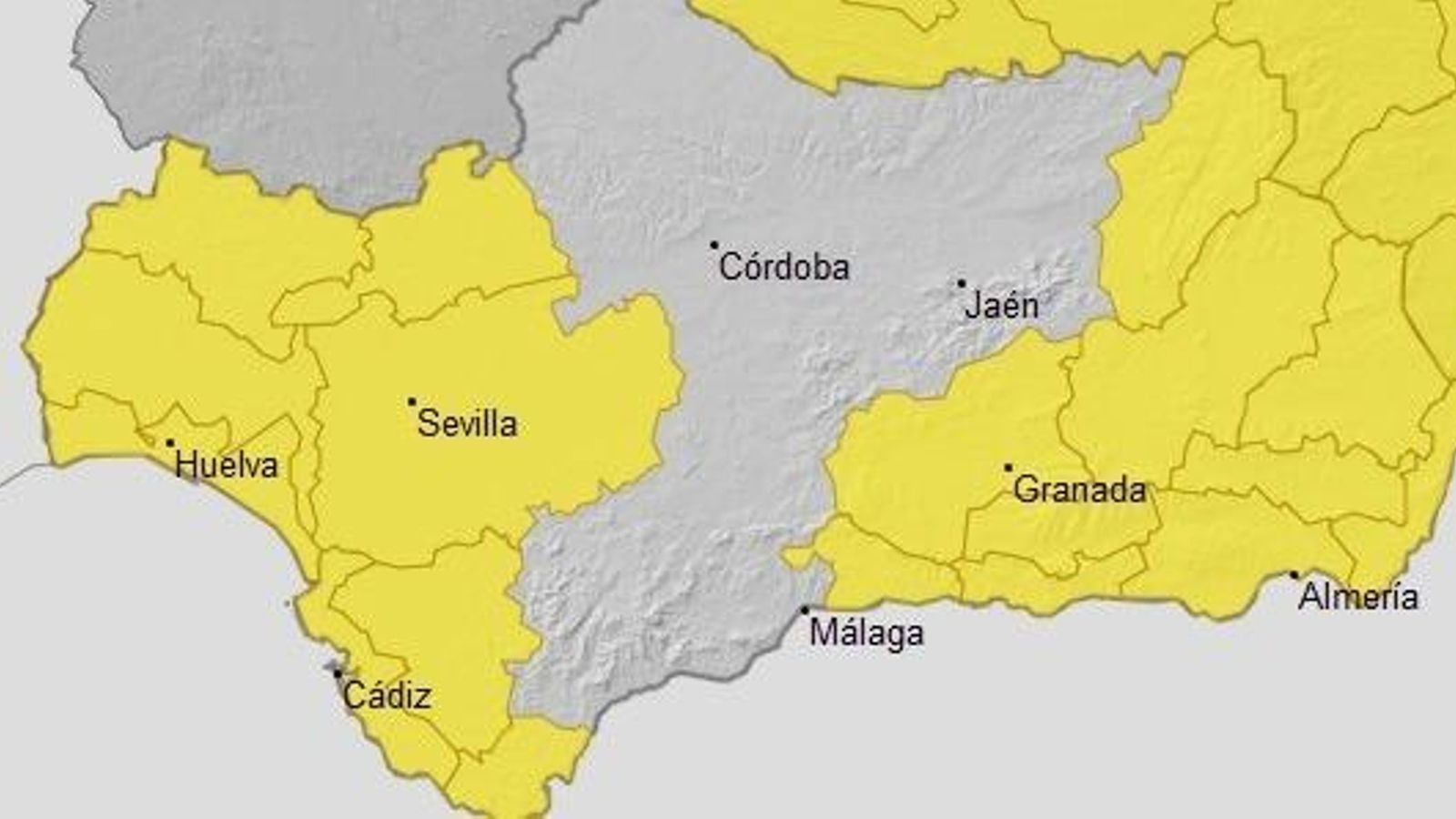 Mapa de avisos del 112 hasta las tres de la tarde.