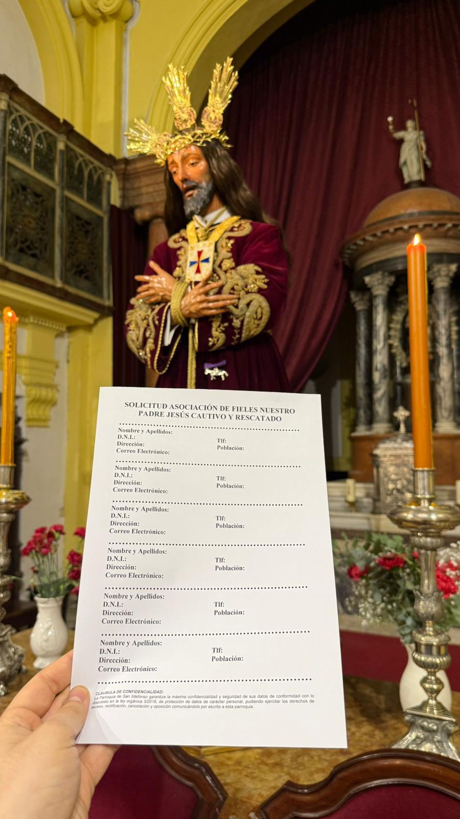Documento que está siendo cumplimentado por los fieles que así lo desean