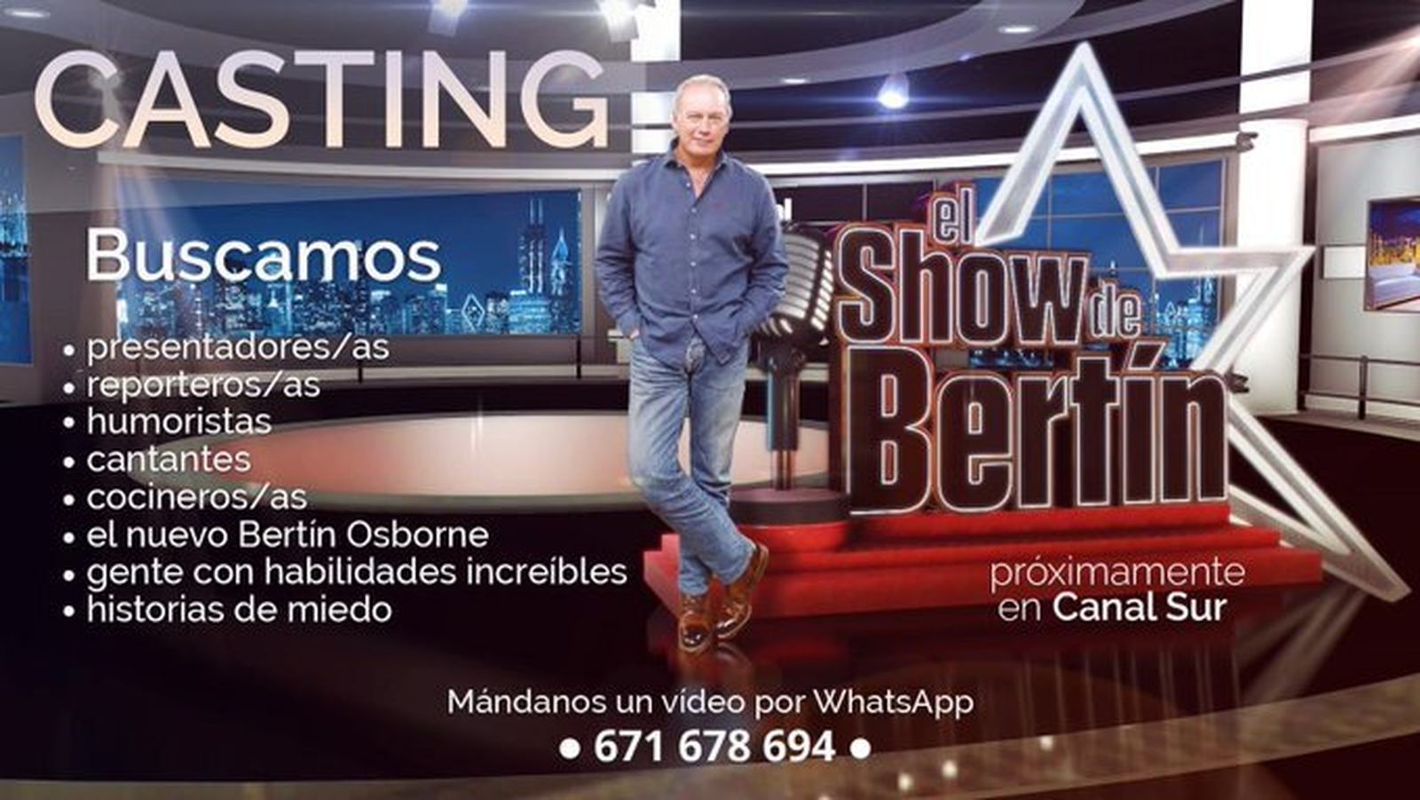 Anuncio de casting de 'El show de Bertín'