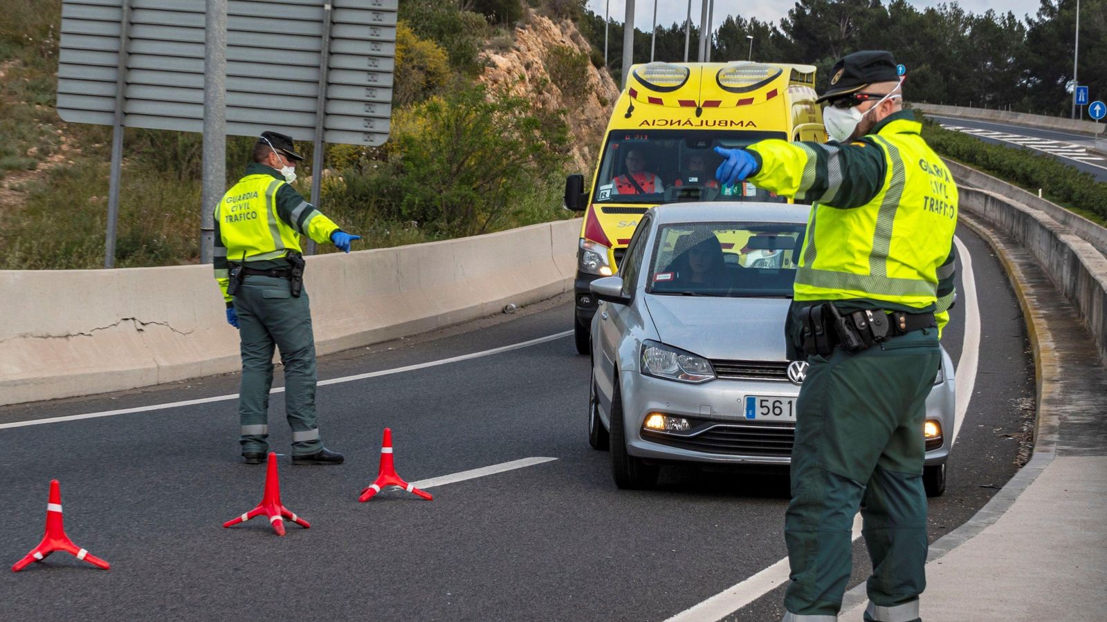 Control de la Guardia Civil de tráfico.
