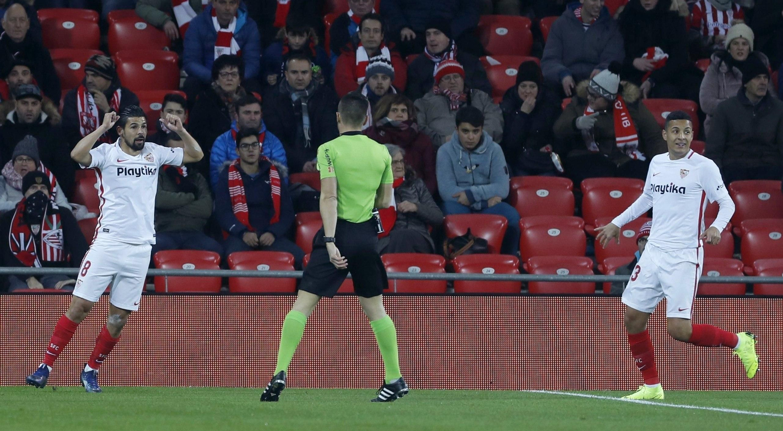 Nolito celebra el gol que marcó en San Mamés el pasado jueves.