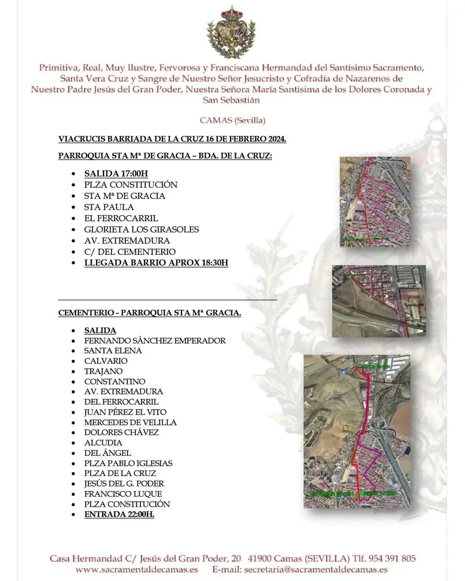 Detalles e itinerario del traslado a la Cruz