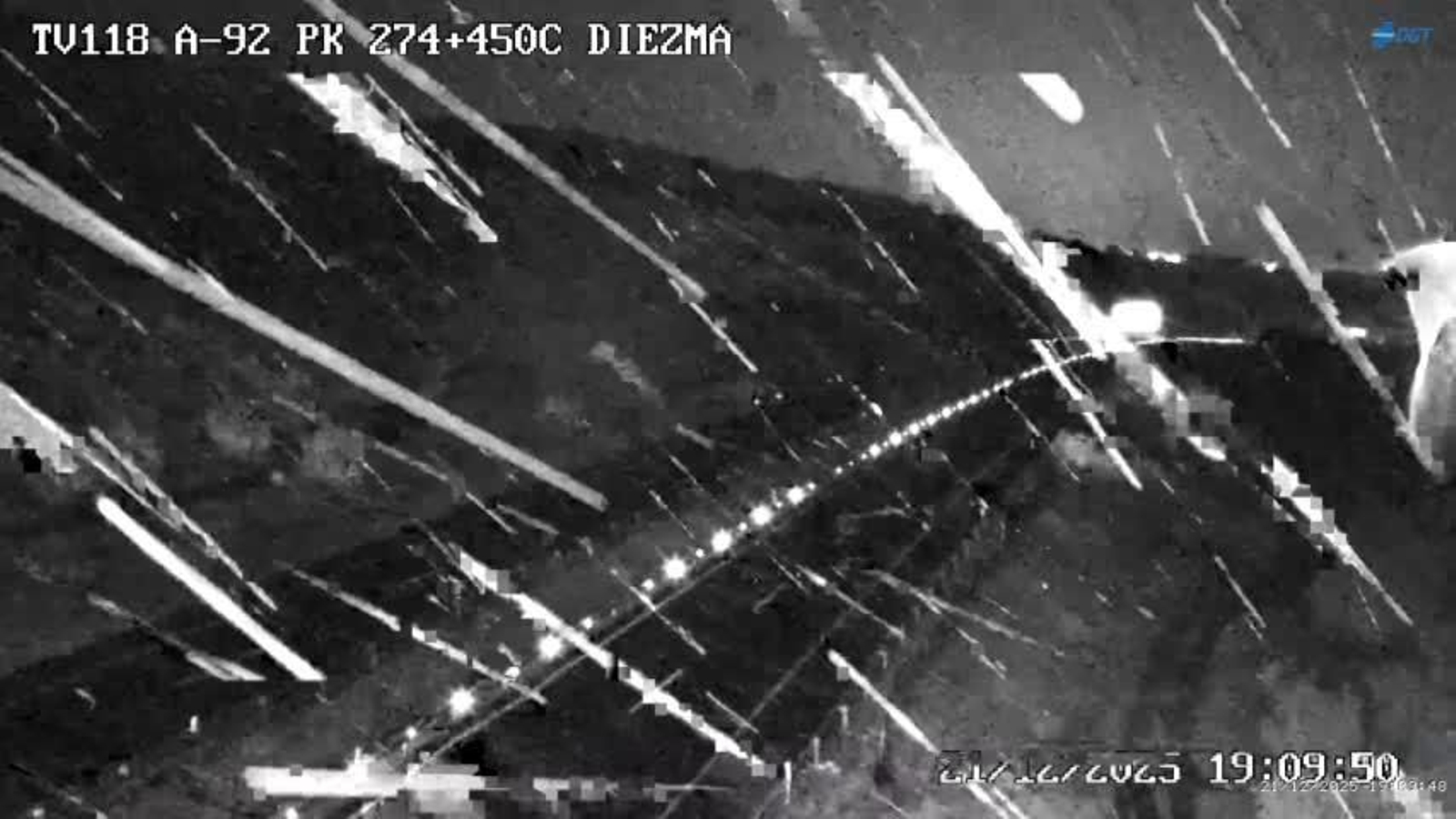 Nevada en la A-92 en uno de los puntos cortados.