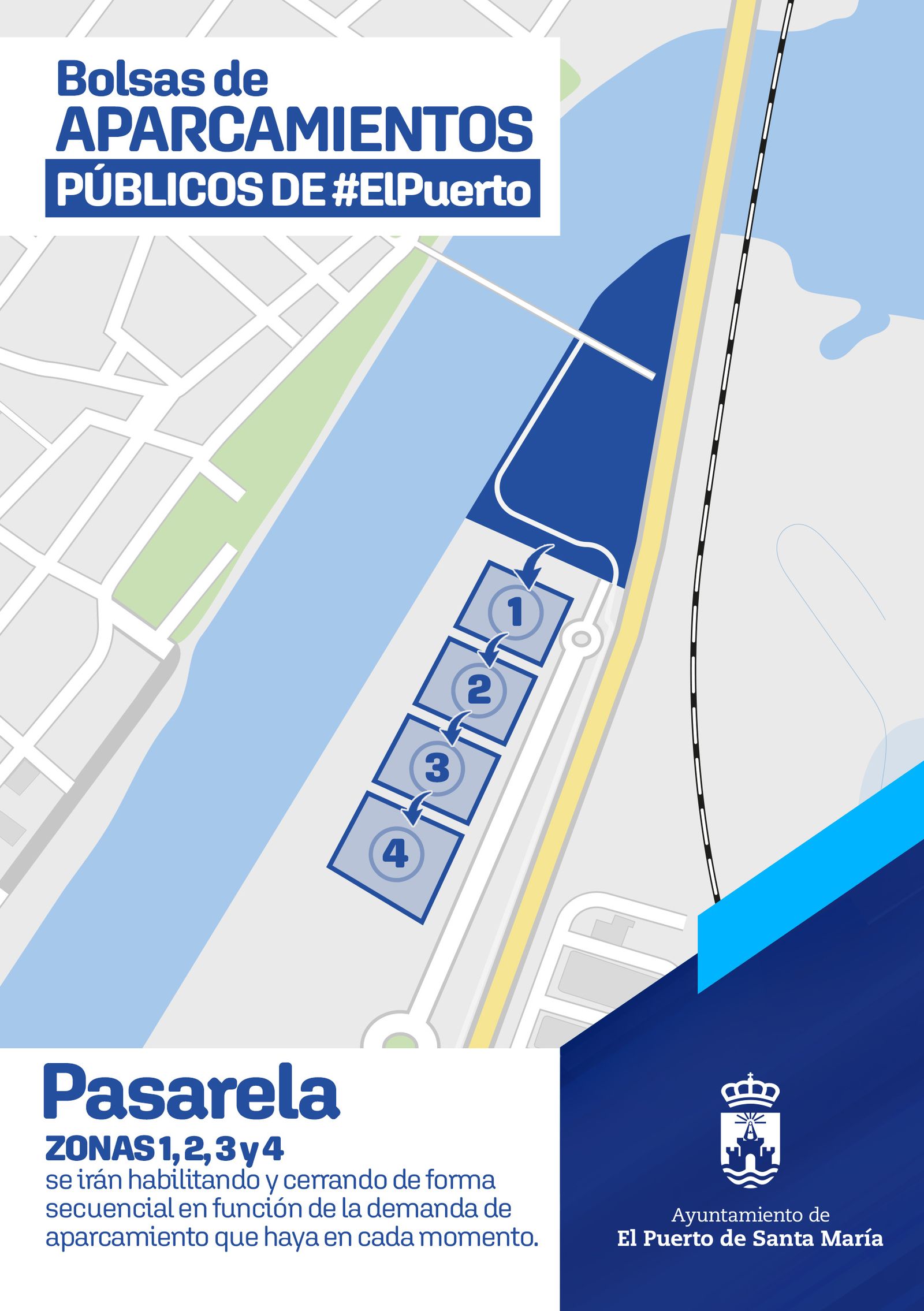 Los aparcamientos provisionales instalados como ampliación del parking Pasarela.