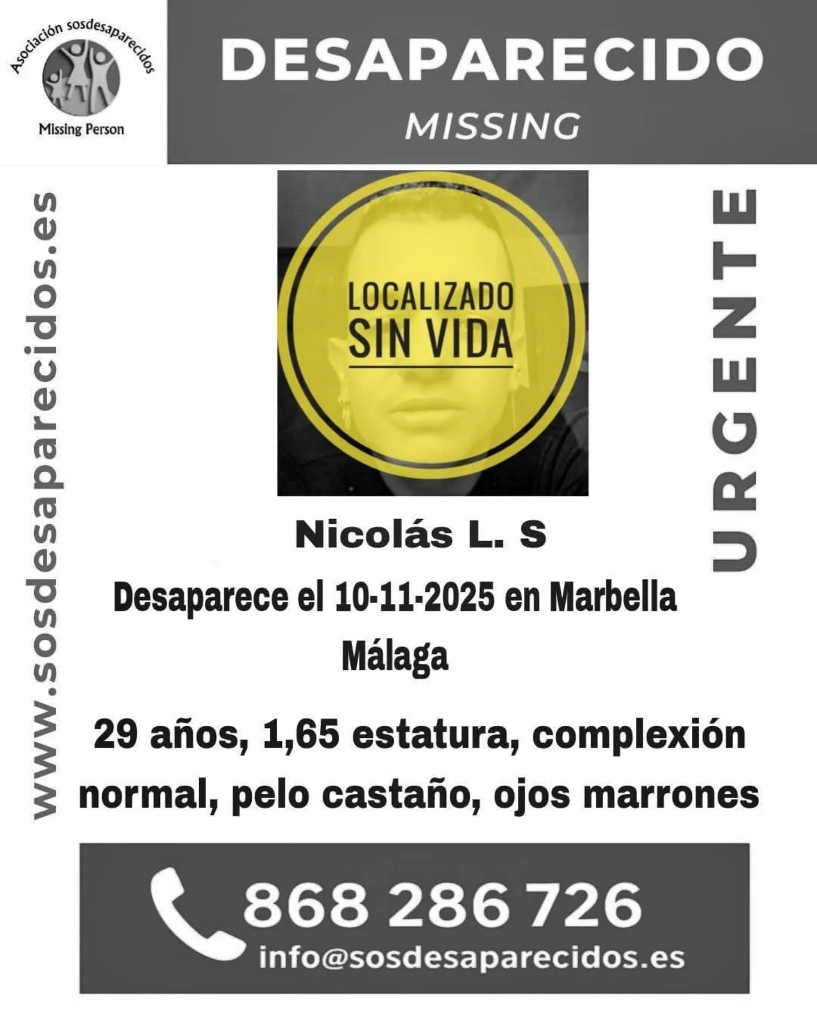 El cartel de SOS Desaparecidos