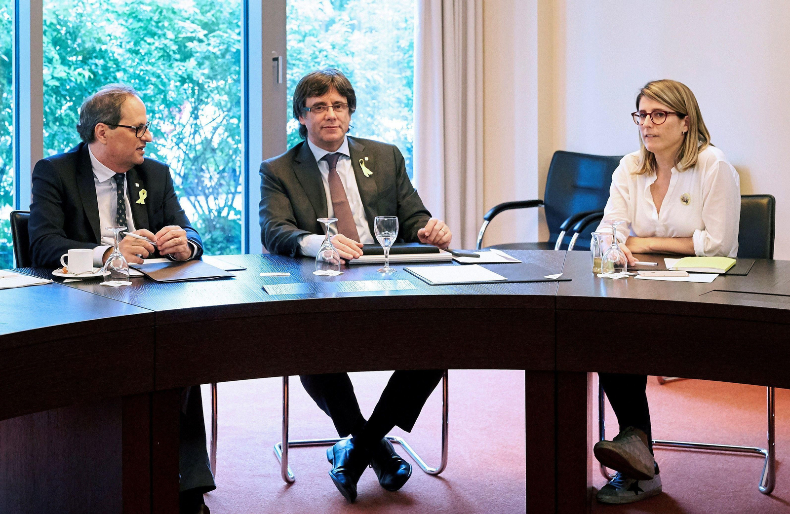 Quim Torra, Carles Puigdemont y Elsa Artadi.
