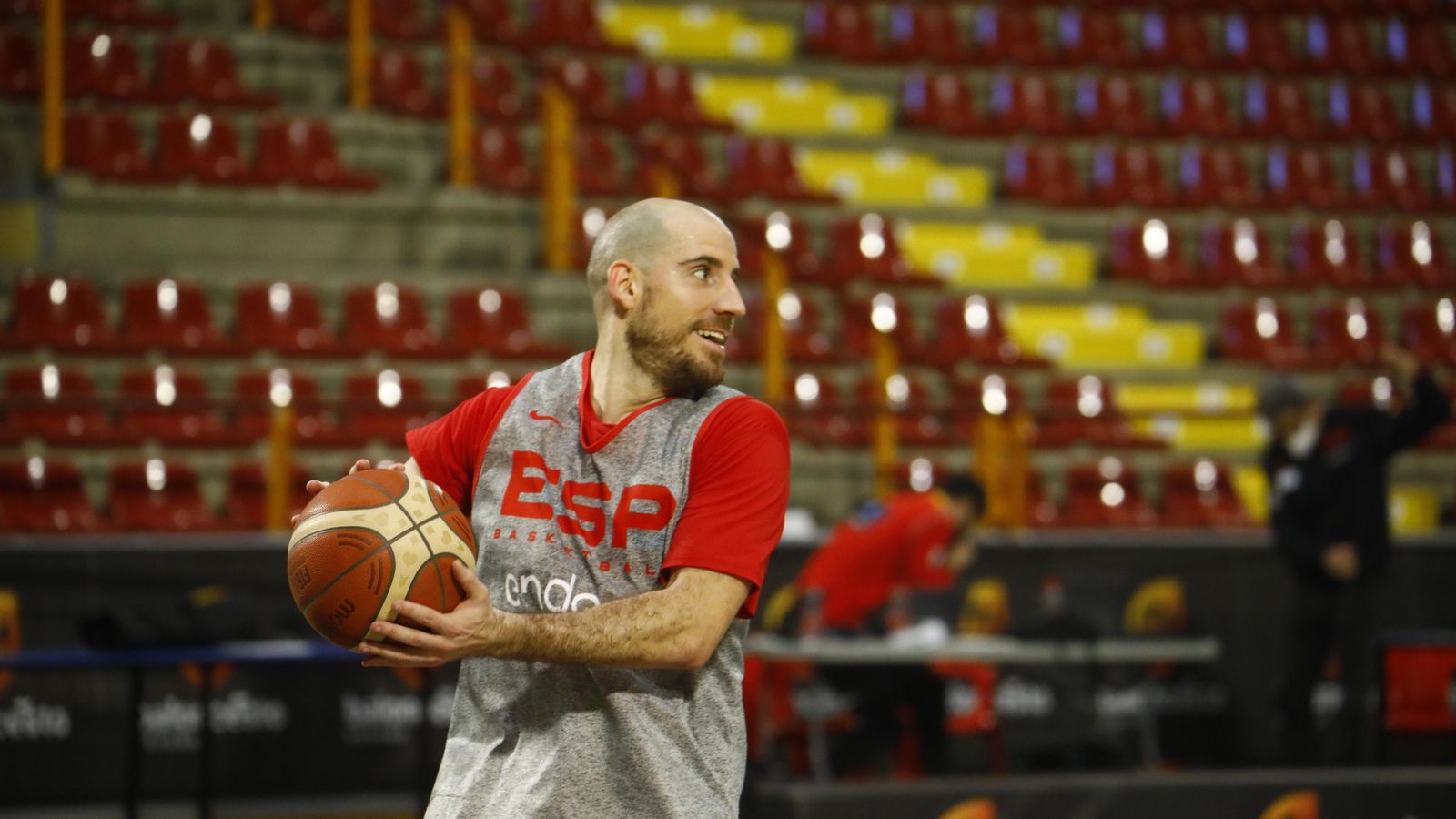 Quino Colom, durante el entrenamiento de esta tarde en Vista Alegre.