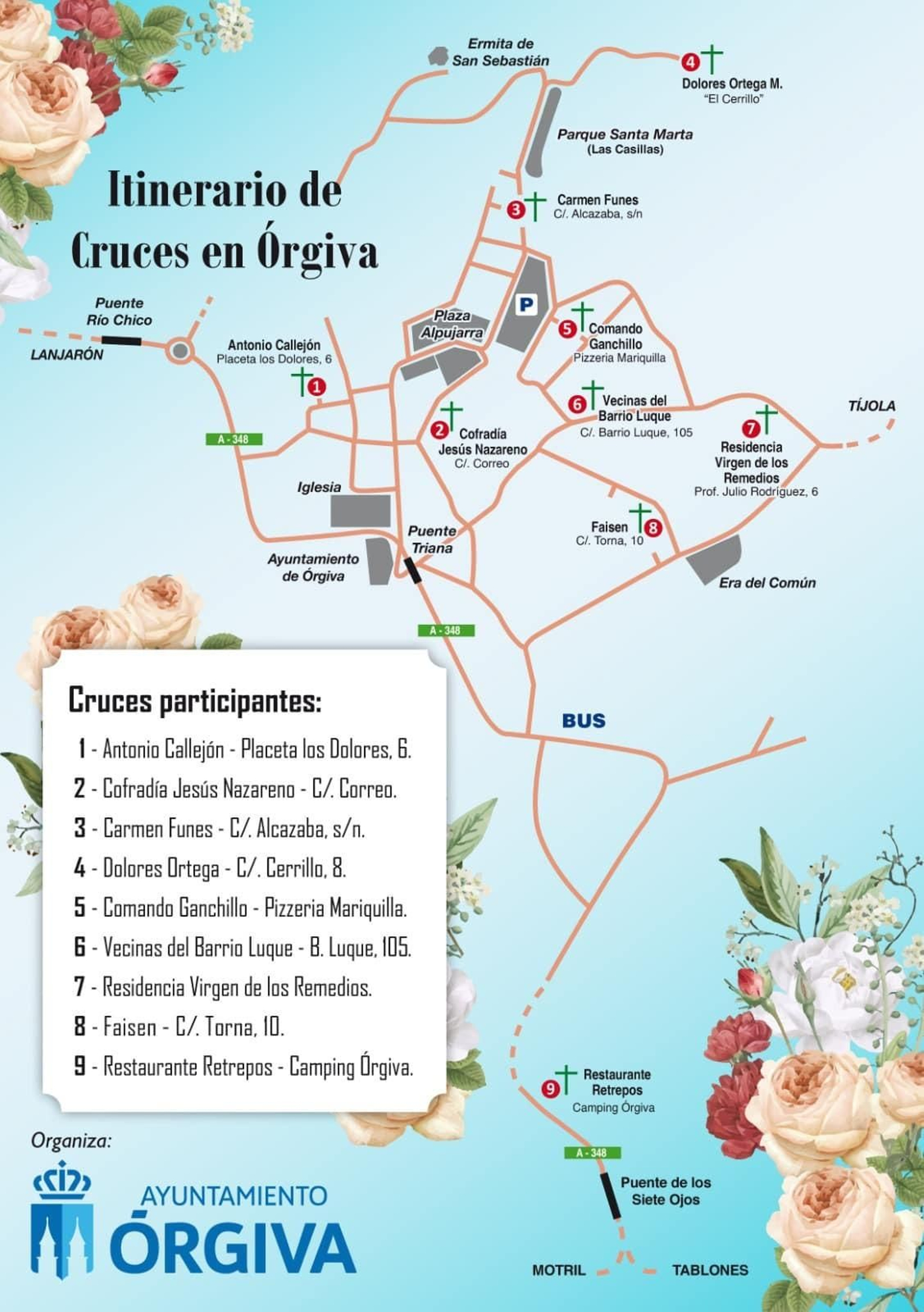 Órgiva en Cruces: estos son los 9 rincones y espacios engalanados por el Dia de la Cruz