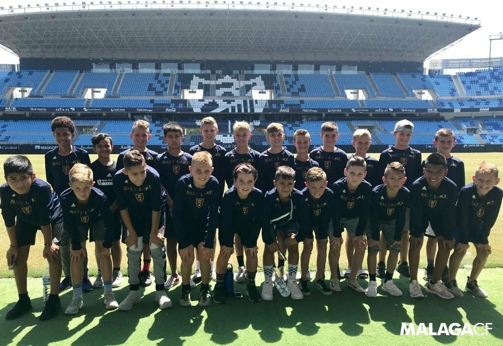 Jugadores del Real Salt Lake Academy en La Rosaleda