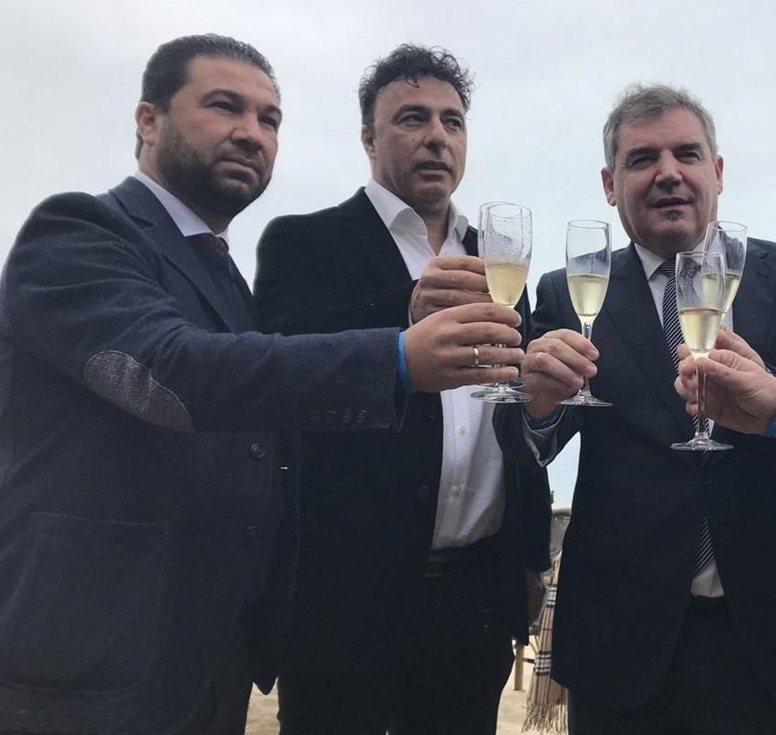 Cordero (i), Pina y Vizcaíno, cuando estaban juntos en el Cádiz.