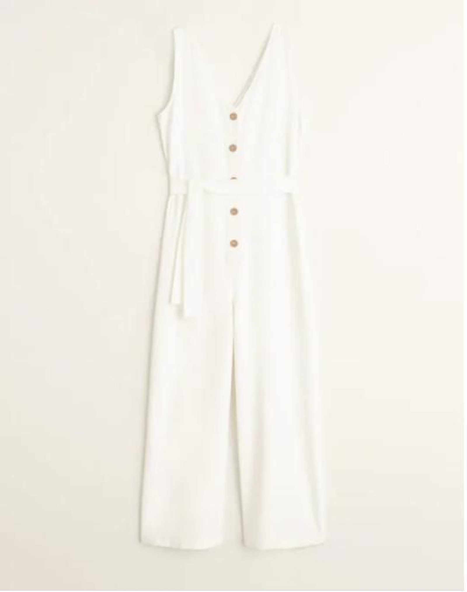 Mono blanco con botones de madera de Mango outlet.