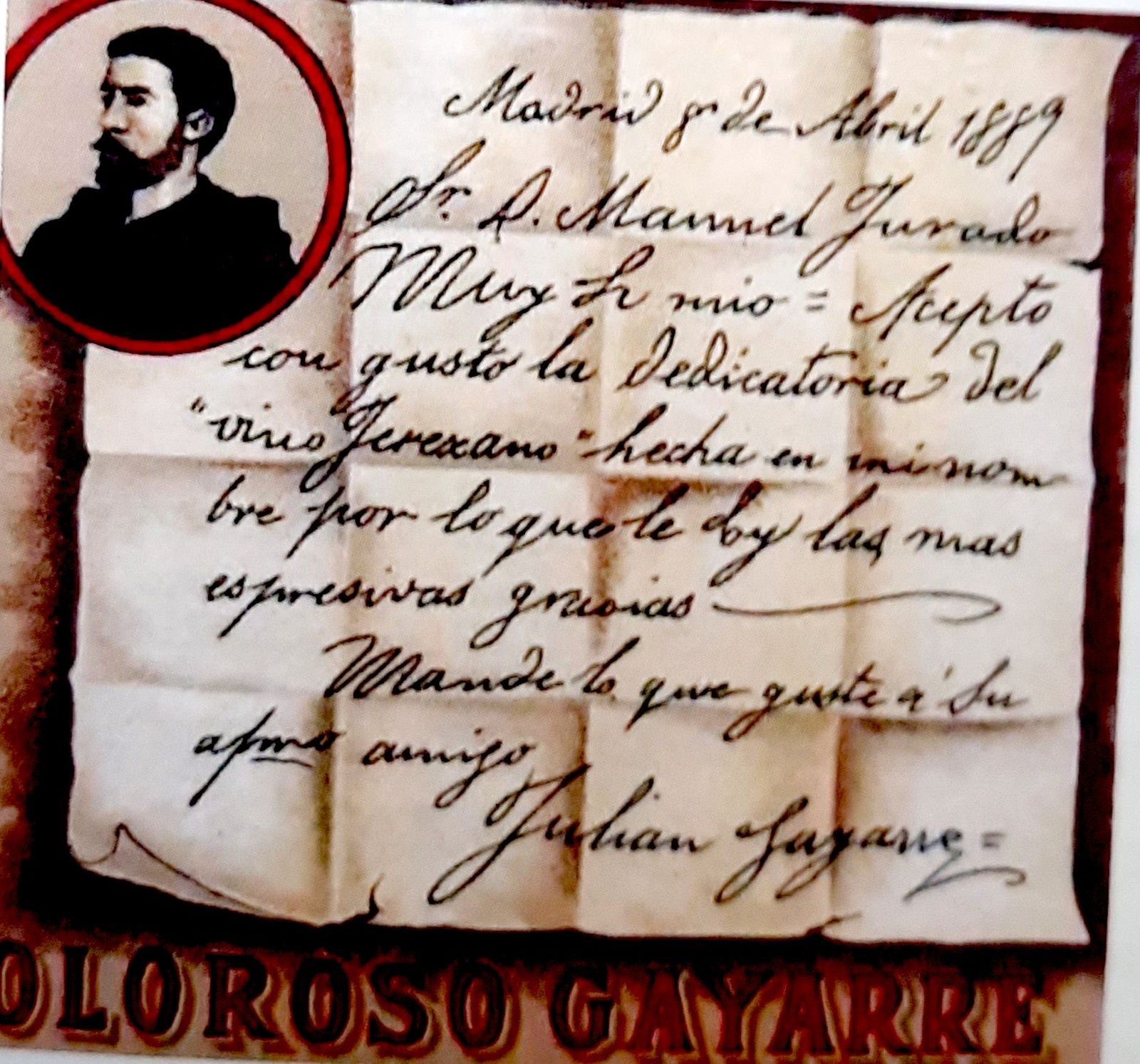 Etiqueta dedicada a Gayarre, 1889.