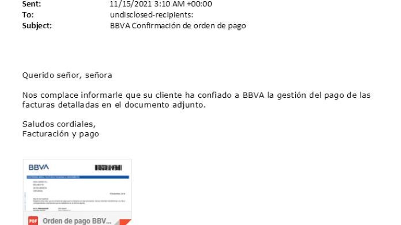 Suplantación de identidad del BBVA