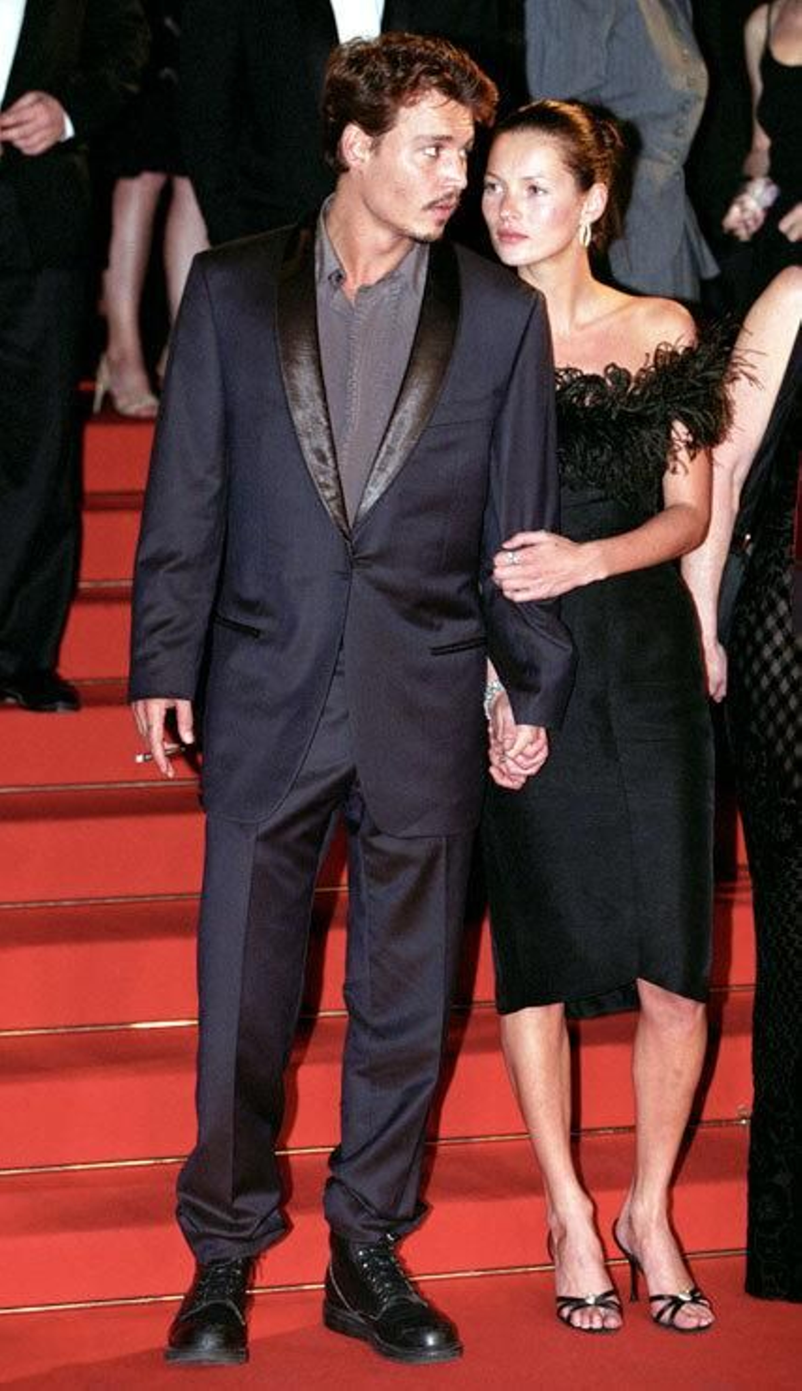 Kate Moss, espléndida, en el festival del 98 con su pareja de entonces, Johnny Depp.