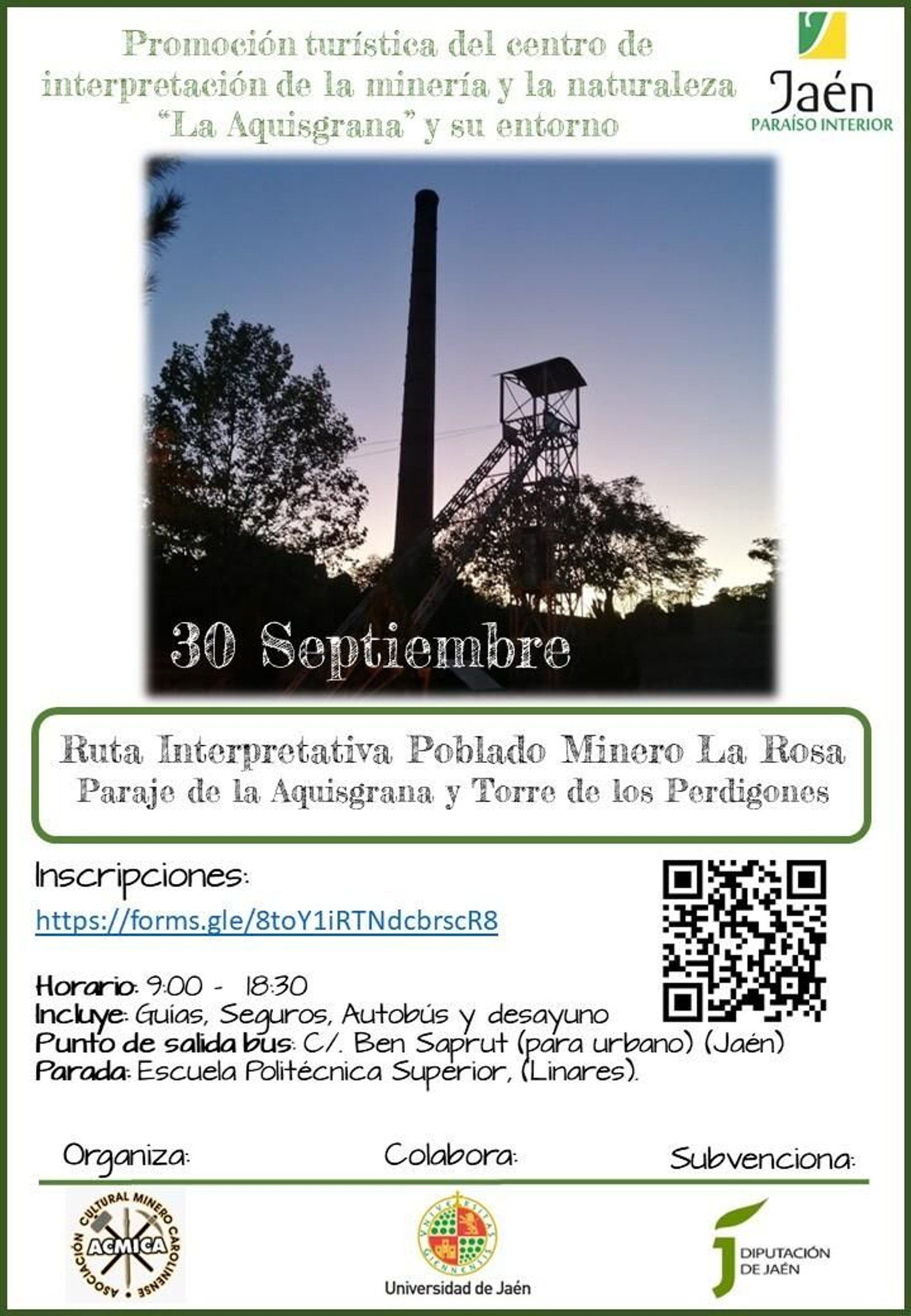 Cartel de la actividad con información sobre las inscripciones.