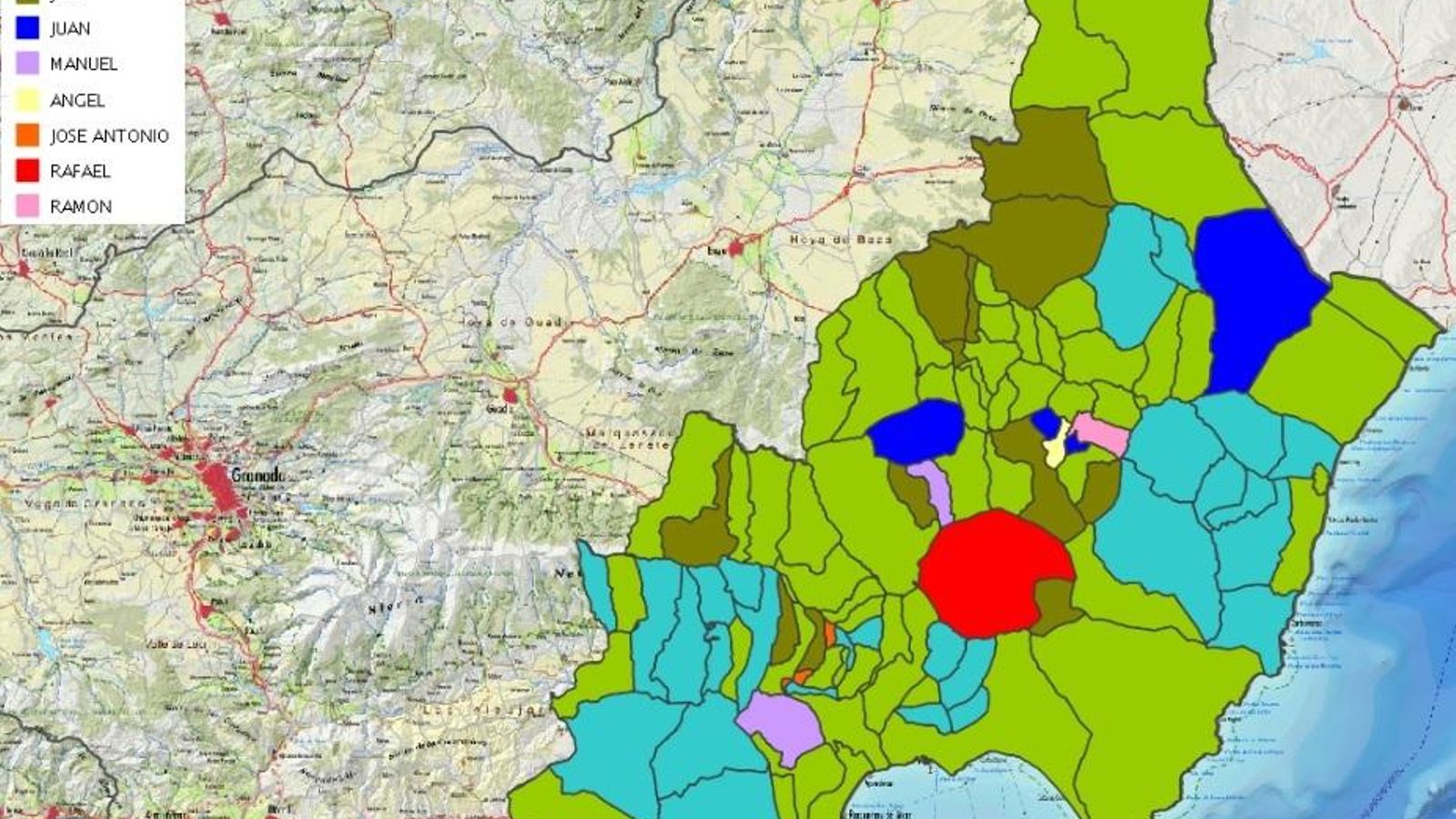 Nombres masculinos más comunes en la provincia.