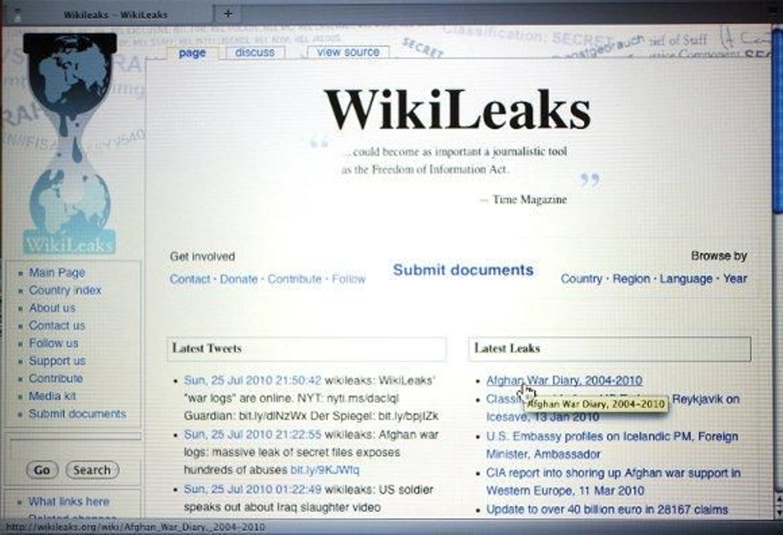 'WikiLeaks' y las filtraciones sobre la guerra de Afganistán