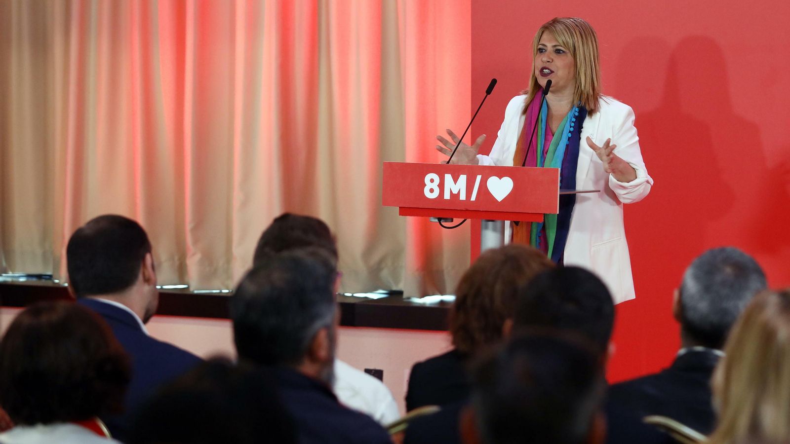 La candidata a la Alcaldía, Mamen Sánchez, en un momento de su discurso.