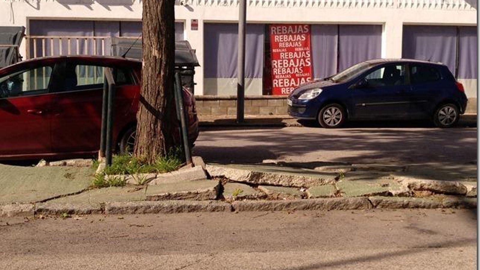La mediana de una de las calles del polígono de Fadricas muy dañada.
