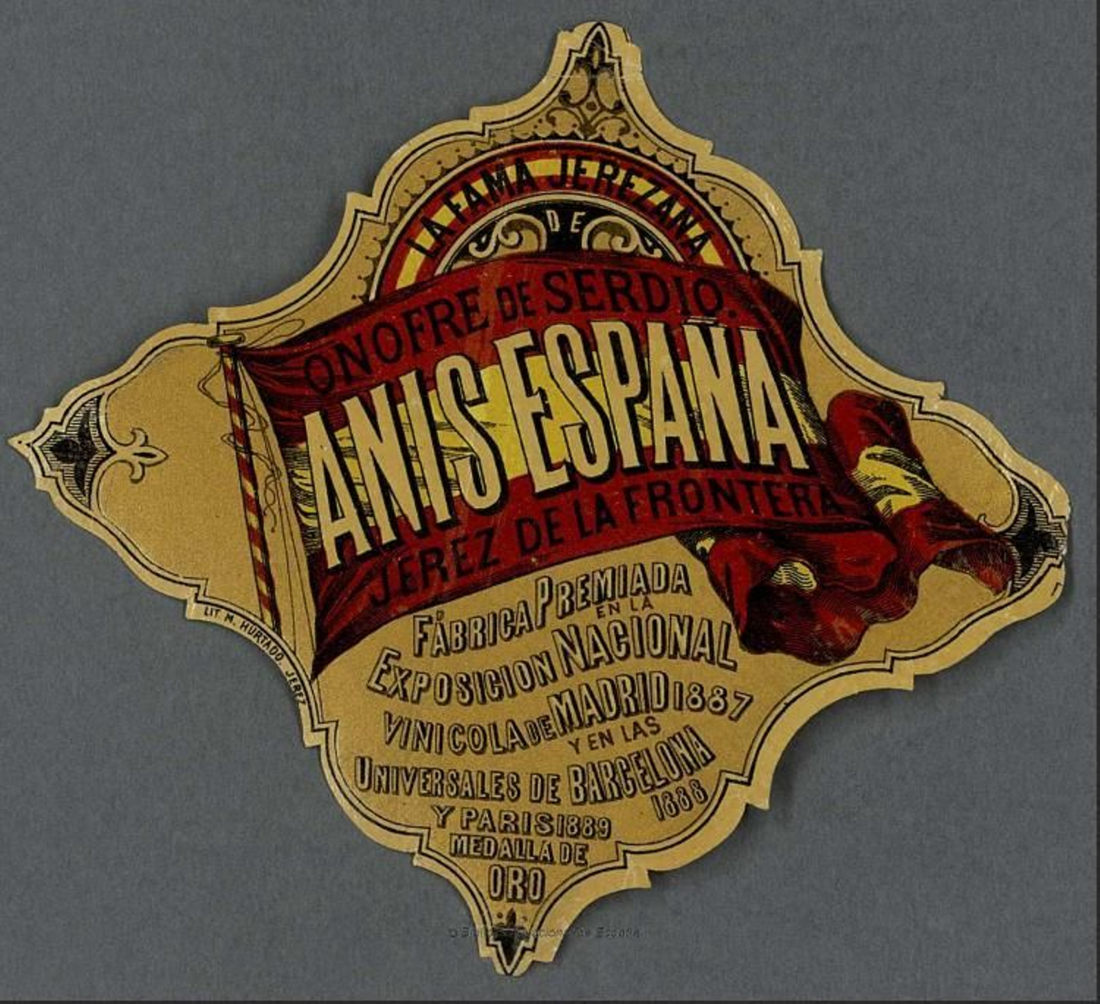 Etiqueta de anís España, de Onofre de Serdio.