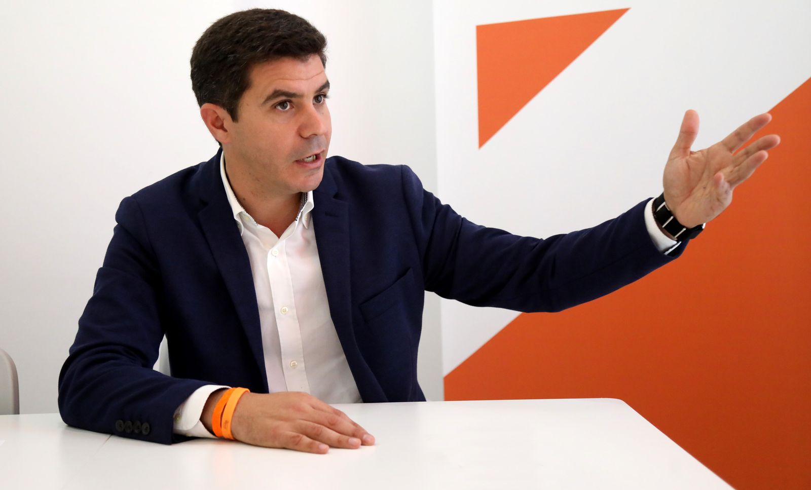 Sergio Romero en un momento de la entrevista en la sede provincial de Ciudadanos en Jerez.