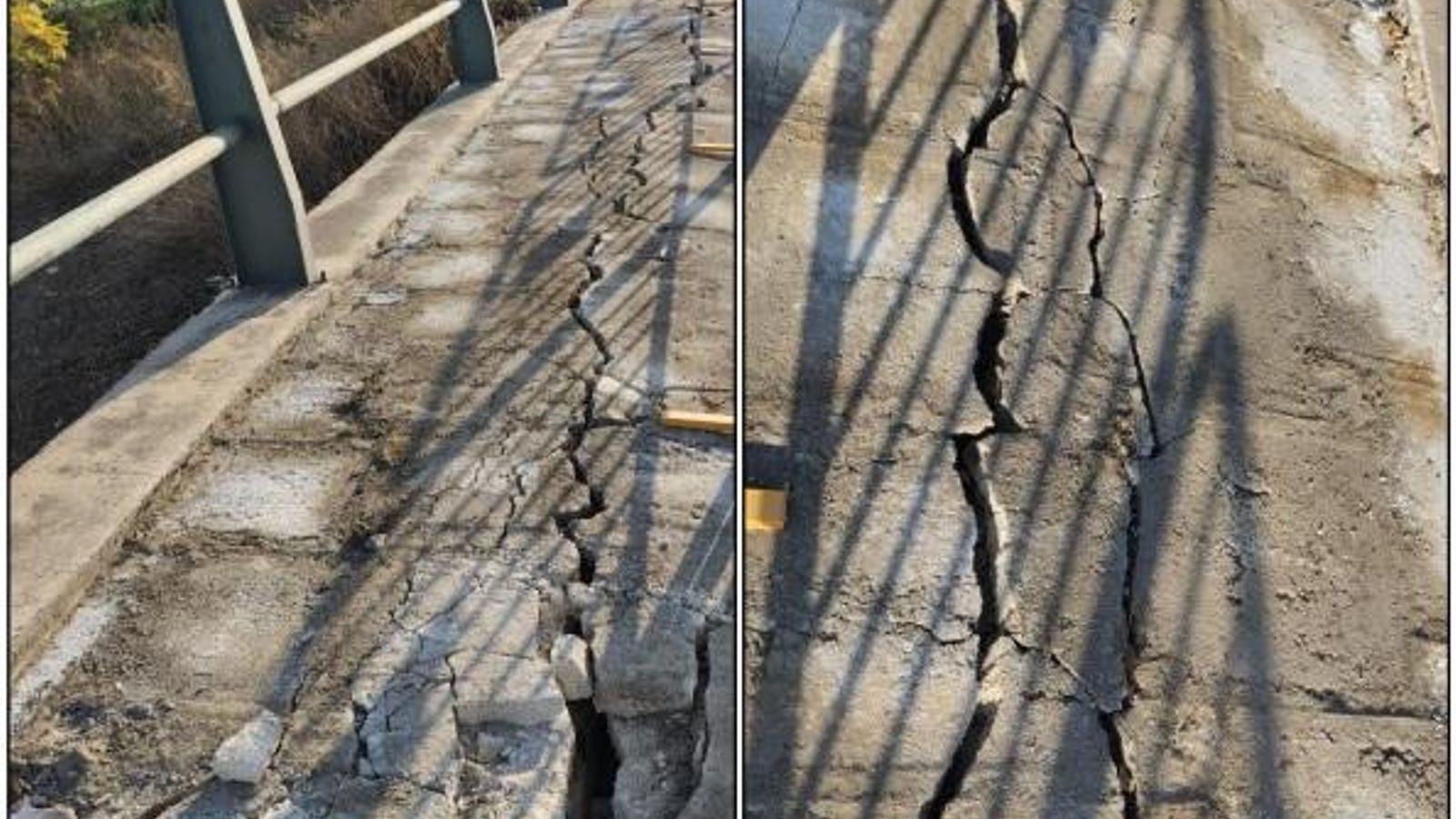Imagen de las grietas detectadas en el puente