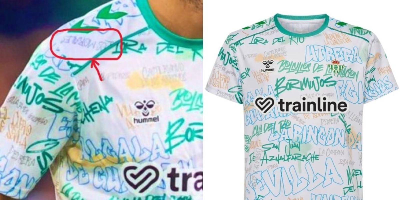 El error en la camiseta del Betis con la localida de Los Molares