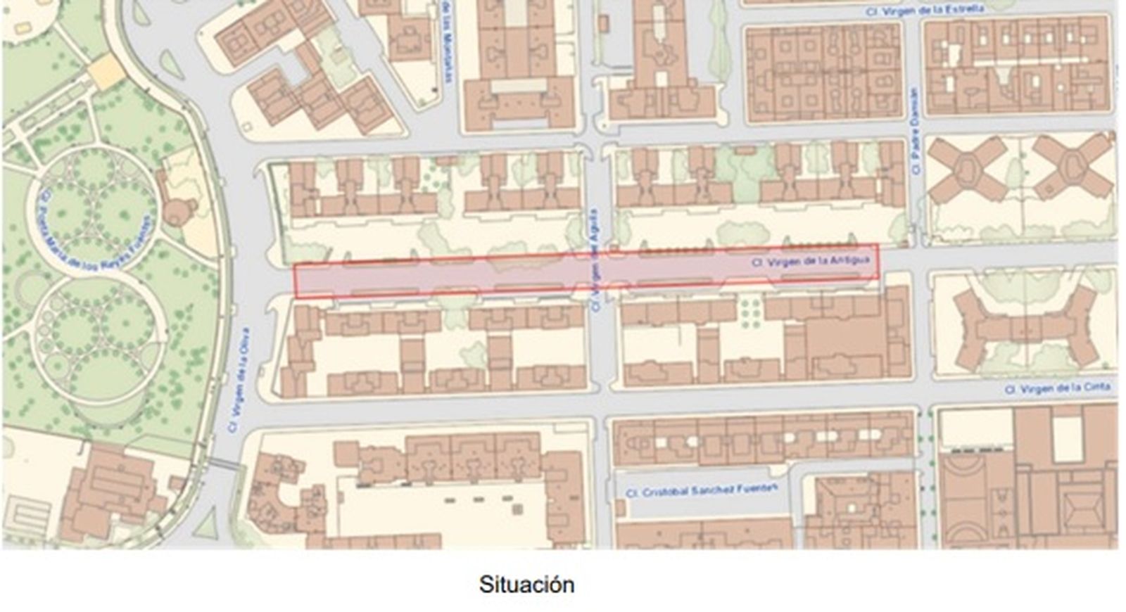 Localización del suelo para el parking en Virgen de la Antigua