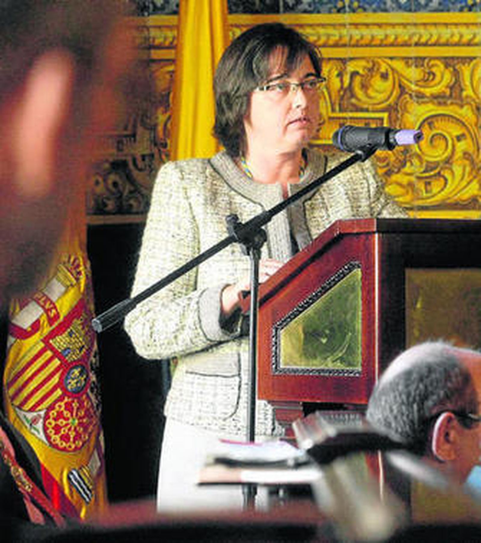 Isabel Beneroso durante su intervención como portavoz.