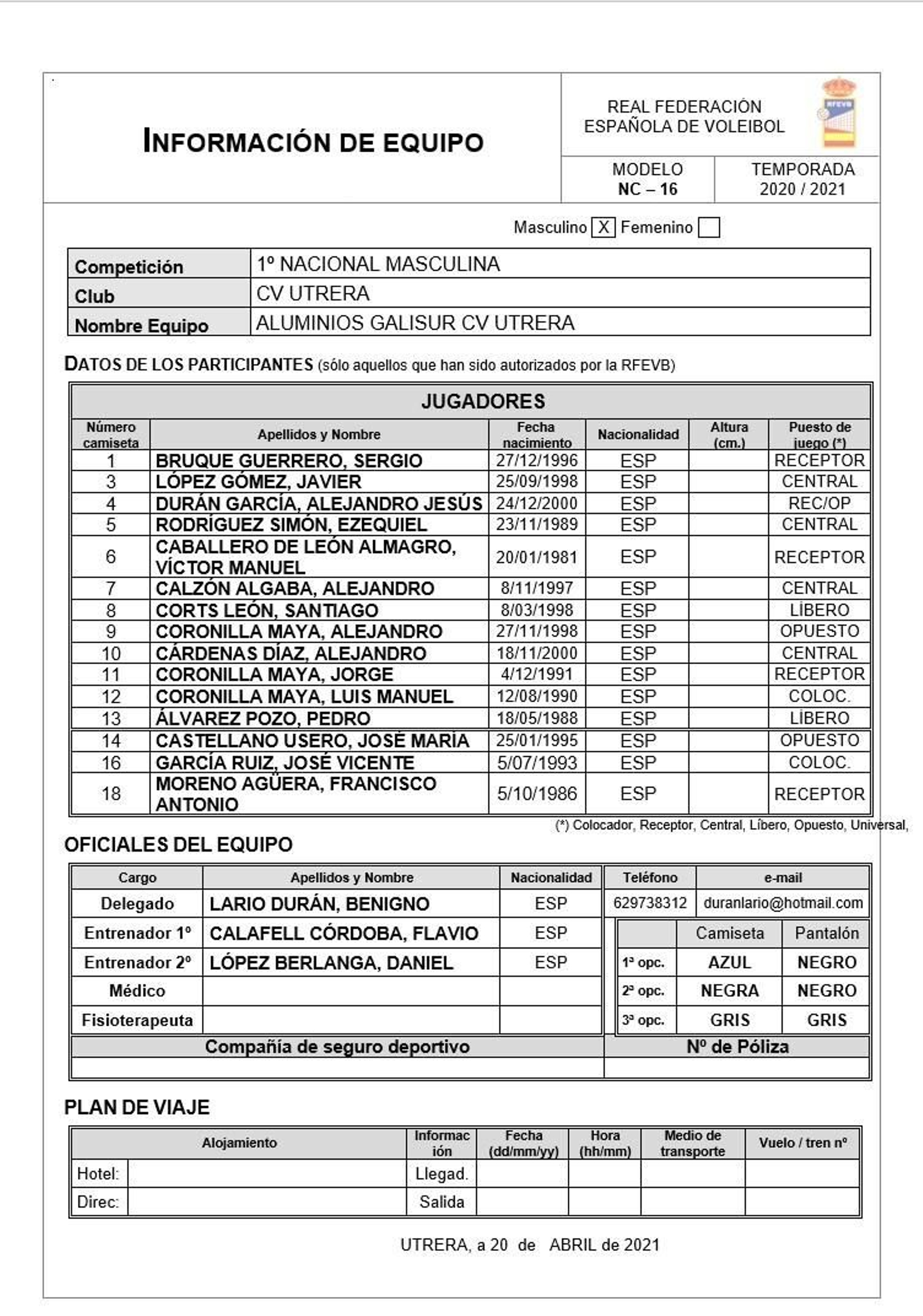 Plantilla del Aluminios Galisur.