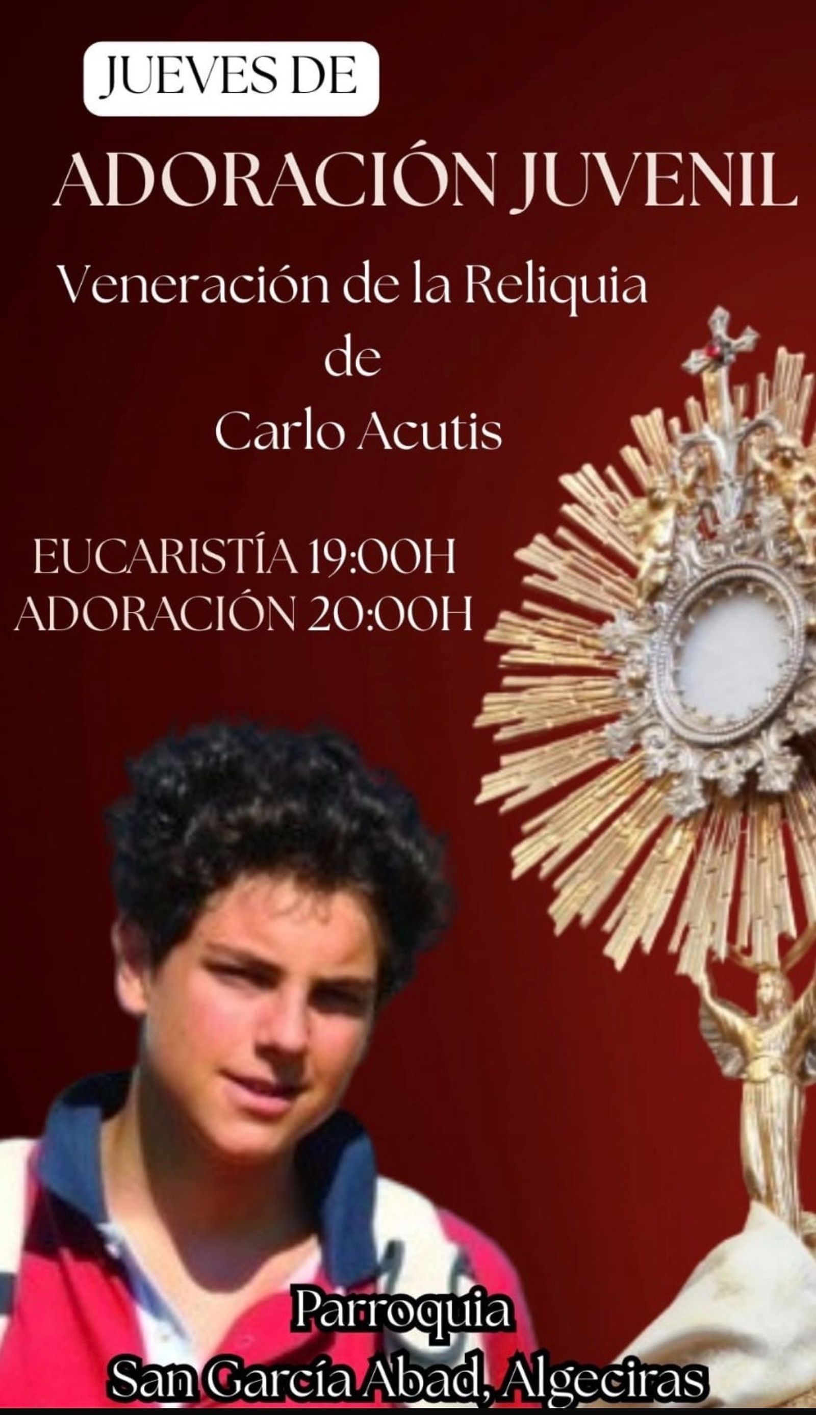 Cartel de la veneración de la reliquia.