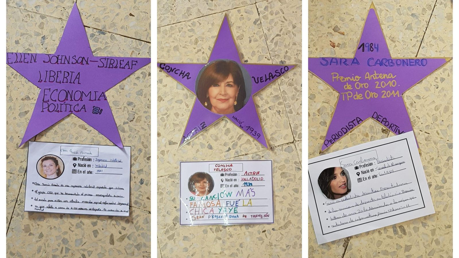 Algunas de las estrellas de la fama del CEIP Alfonso X.