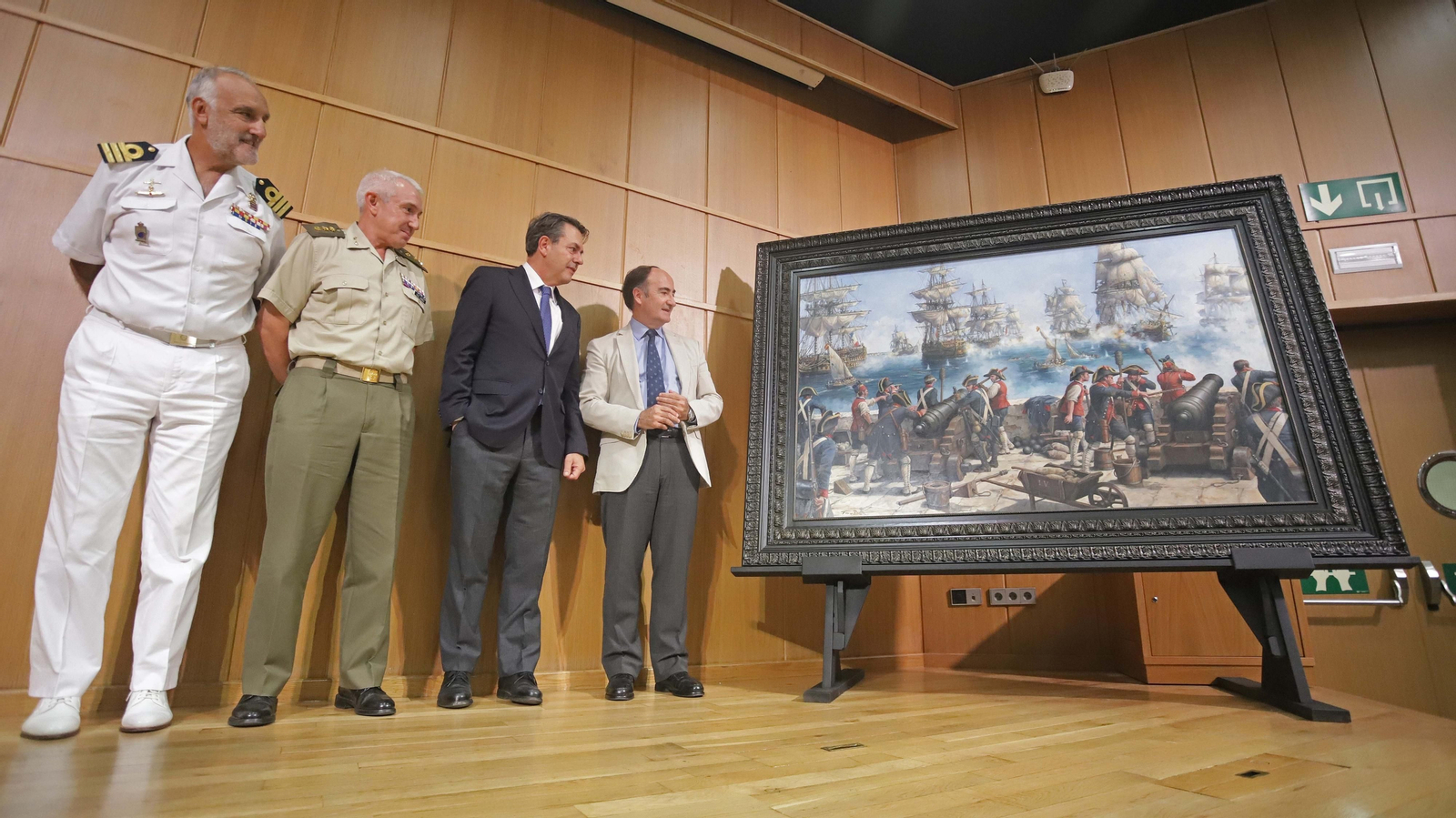 Fotos de la presentación del cuadro 'La Batalla de Algeciras' de Augusto Ferrer-Dalmau para el Puerto de Algeciras