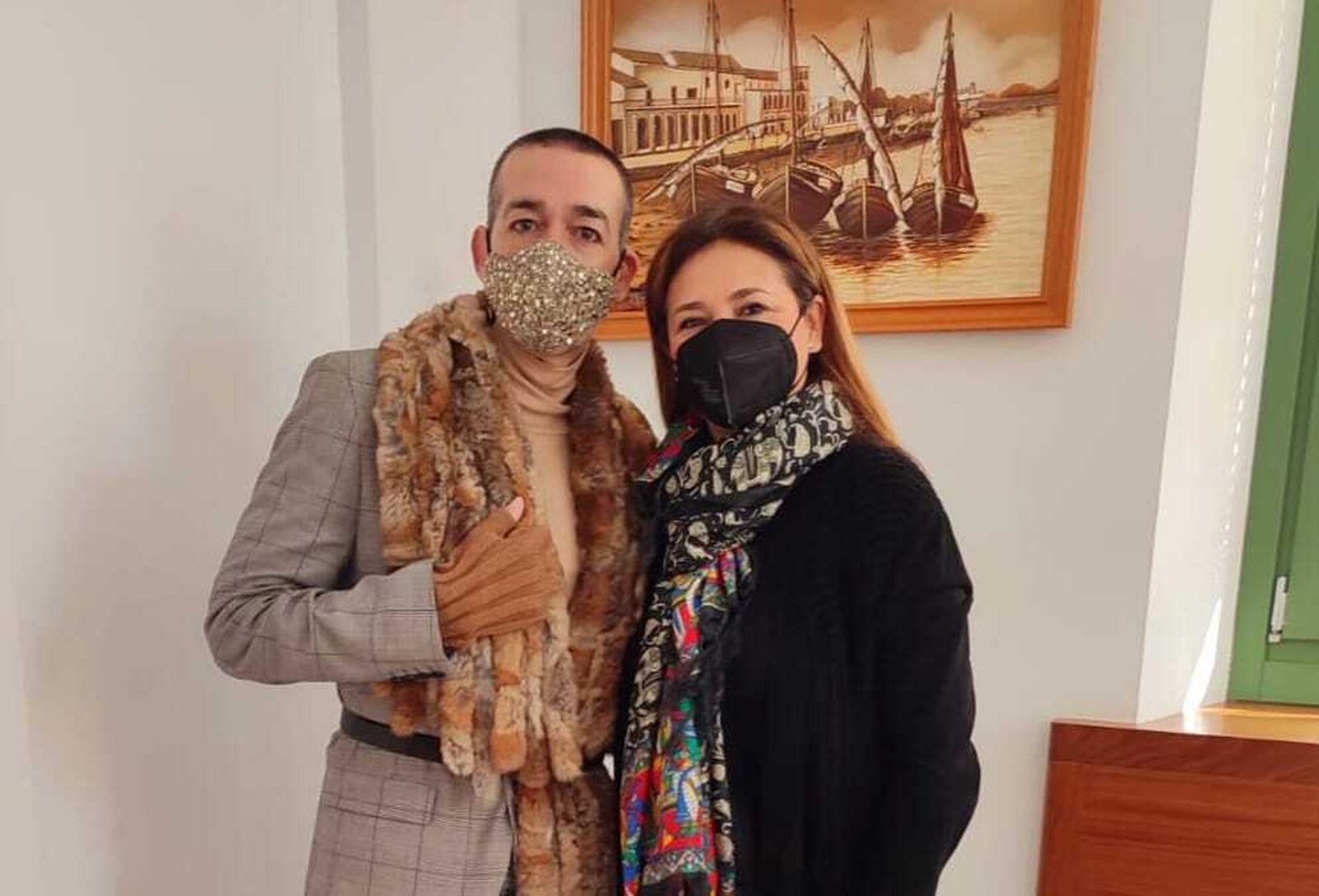 María Antonia García Gil junto al concejal de Fiestas, David Calleja.