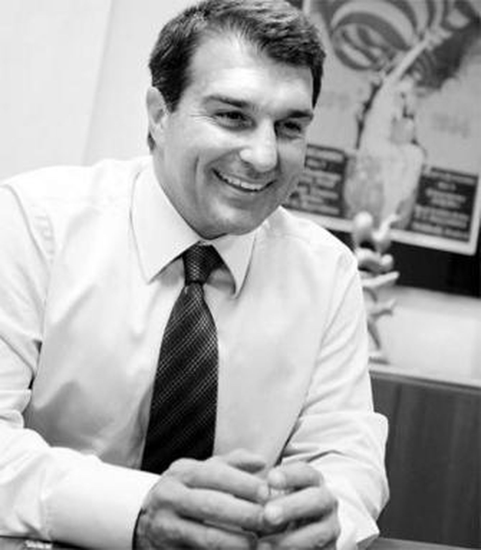 Joan Laporta sonríe ayer en el transcurso de una entrevista.