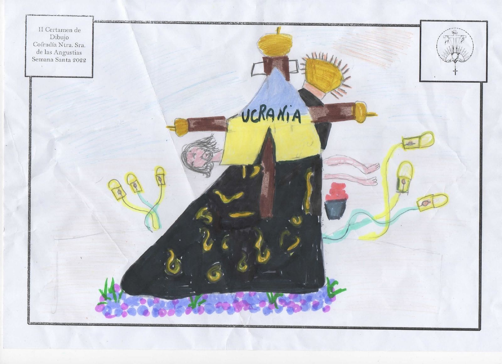 Dibujo realizado por un escolar gaditano para el certamen organizado por la cofradía del Caminito.