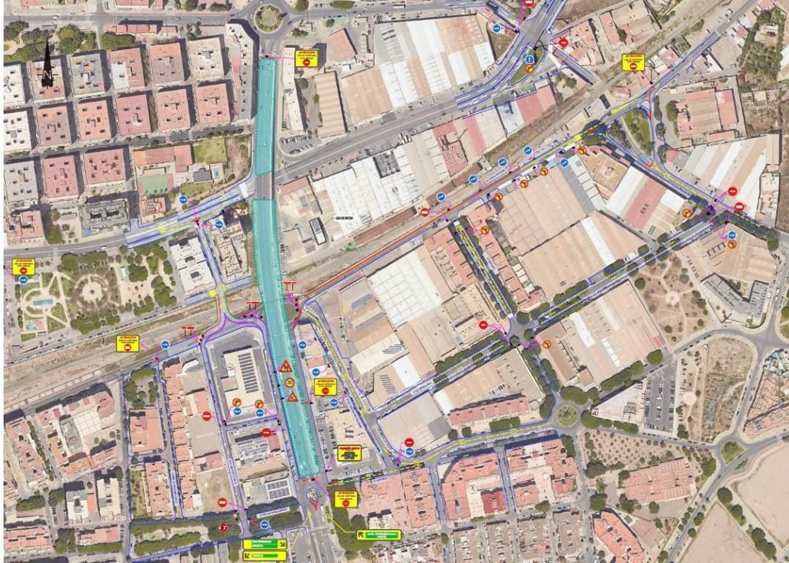 Plano con los desvíos planificados