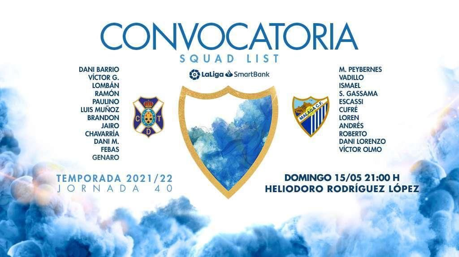 Los 23 convocados de Guede para el Tenerife-Málaga CF