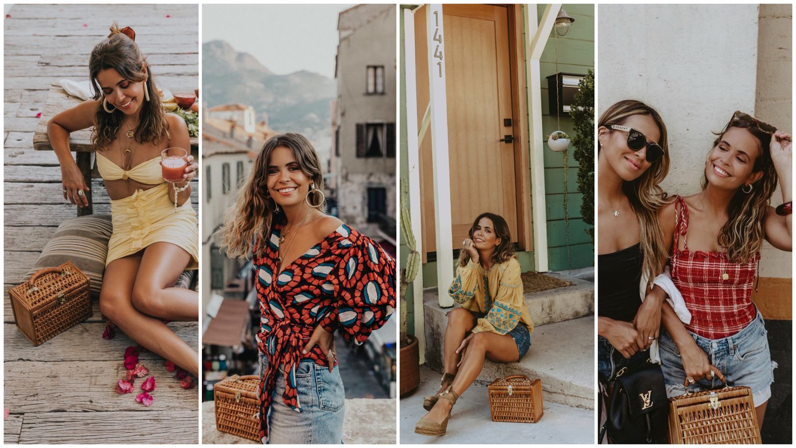 Este bolso de mimbre tipo cesta de picnic a enamorado a Sara de @collagevintage tanto como a nosotros y es ideal para cualquier look de verano.