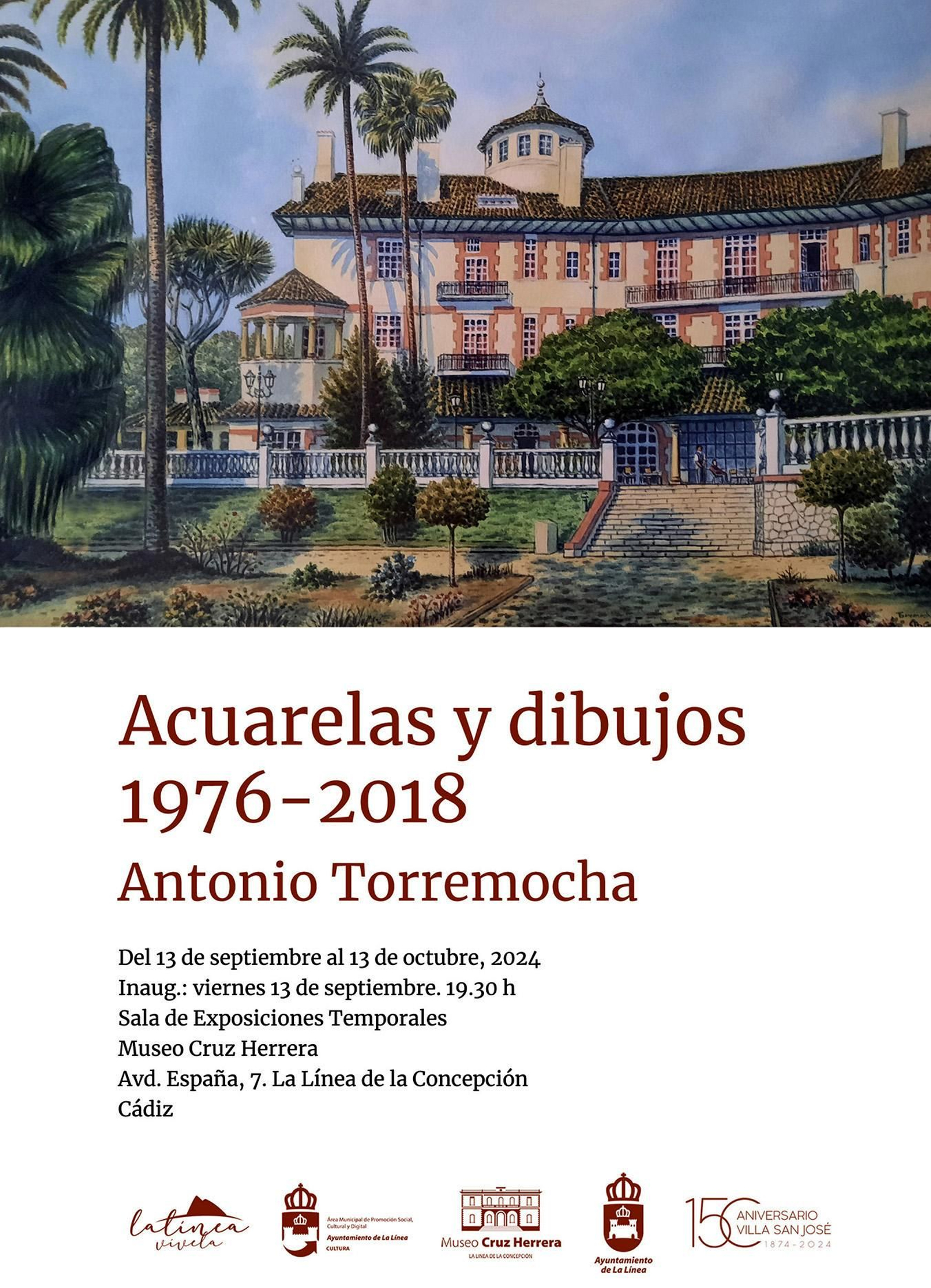 El cartel de la exposición, ilustrado con el Hotel Reina Cristina.