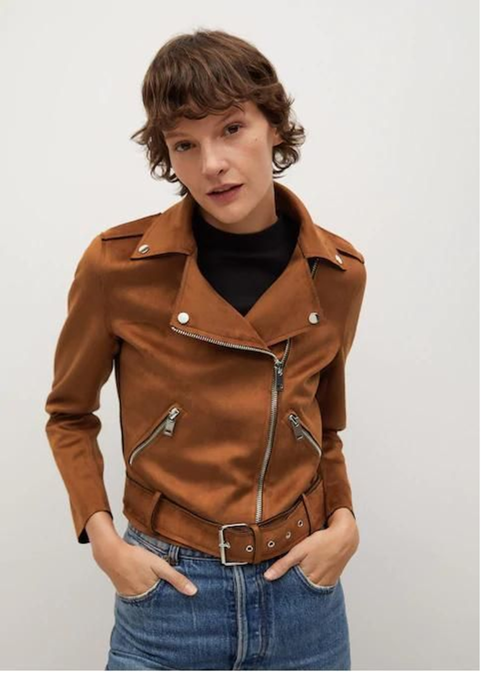 Cazadora efecto ante de Mango.